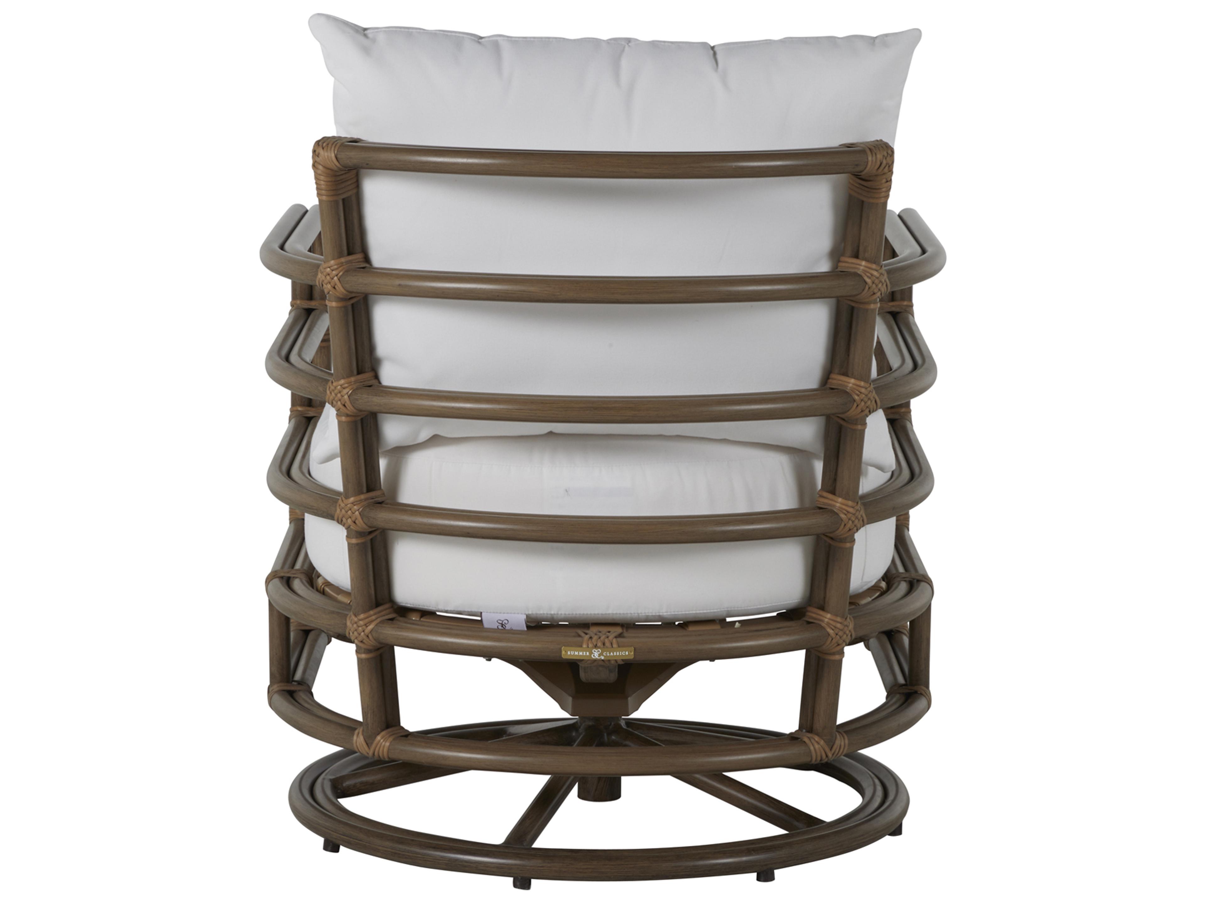 Summer Classics Malibu Aluminum Burlap Oak Swivel Rocker Patio Lounge Chair