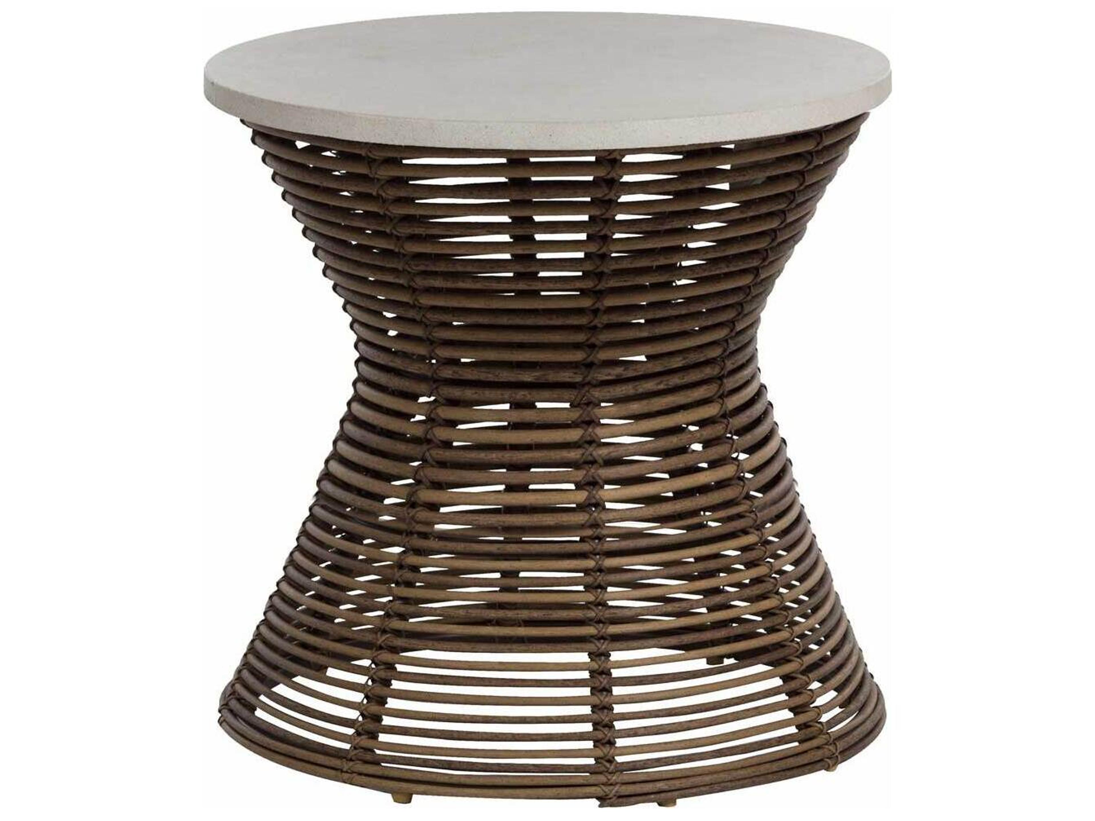Harris Wicker Round Outdoor Pedestal End Table