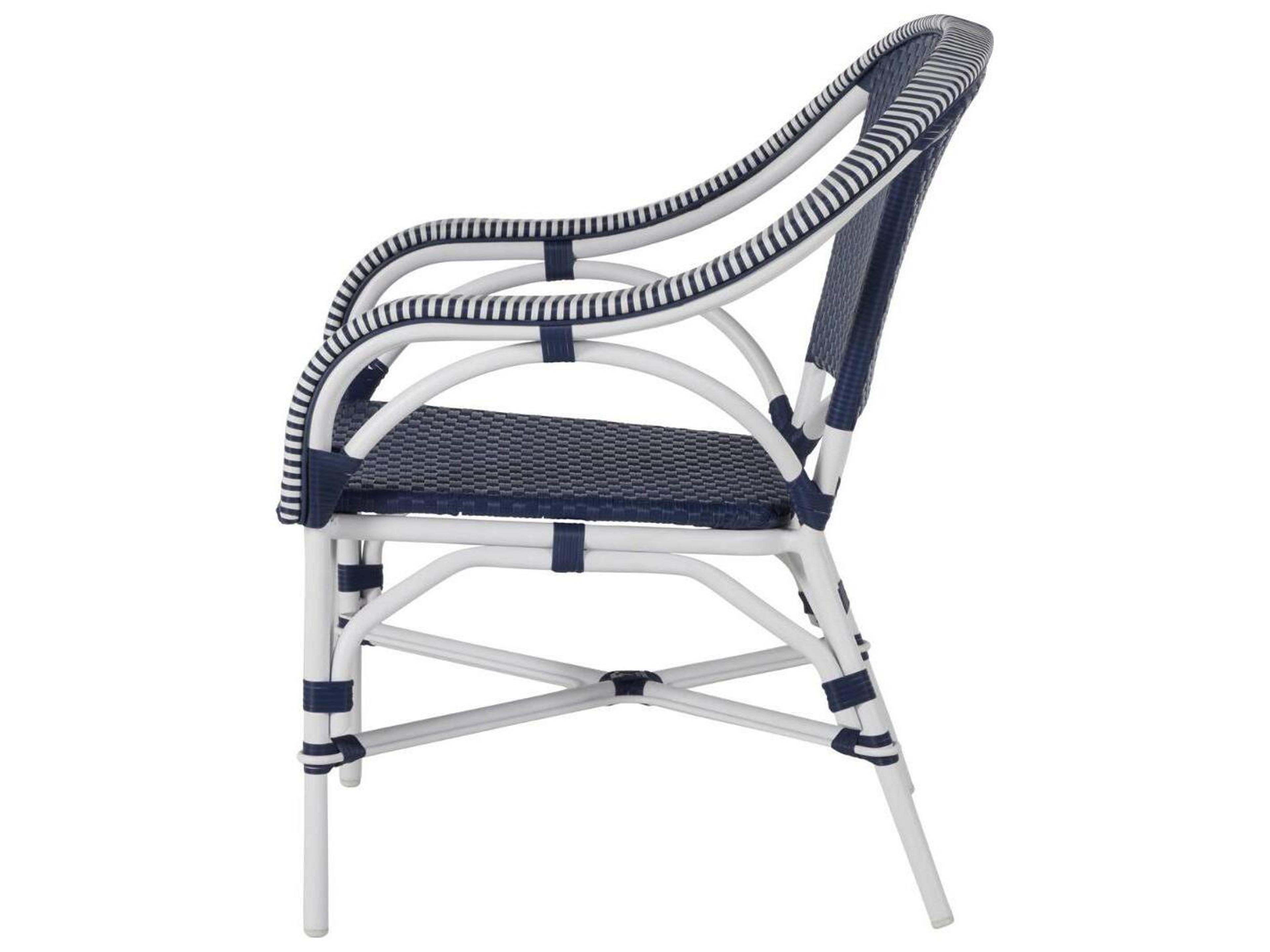 Summer Classics Savoy Aluminum Wicker Chalk/White/Navy Lounge Chair