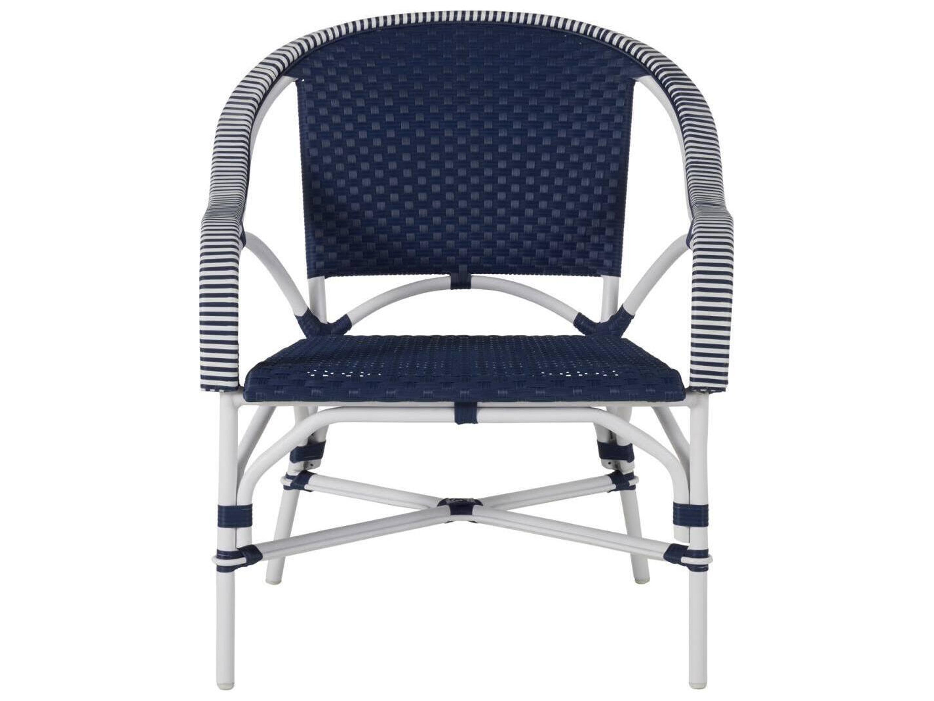 Summer Classics Savoy Aluminum Wicker Chalk/White/Navy Lounge Chair