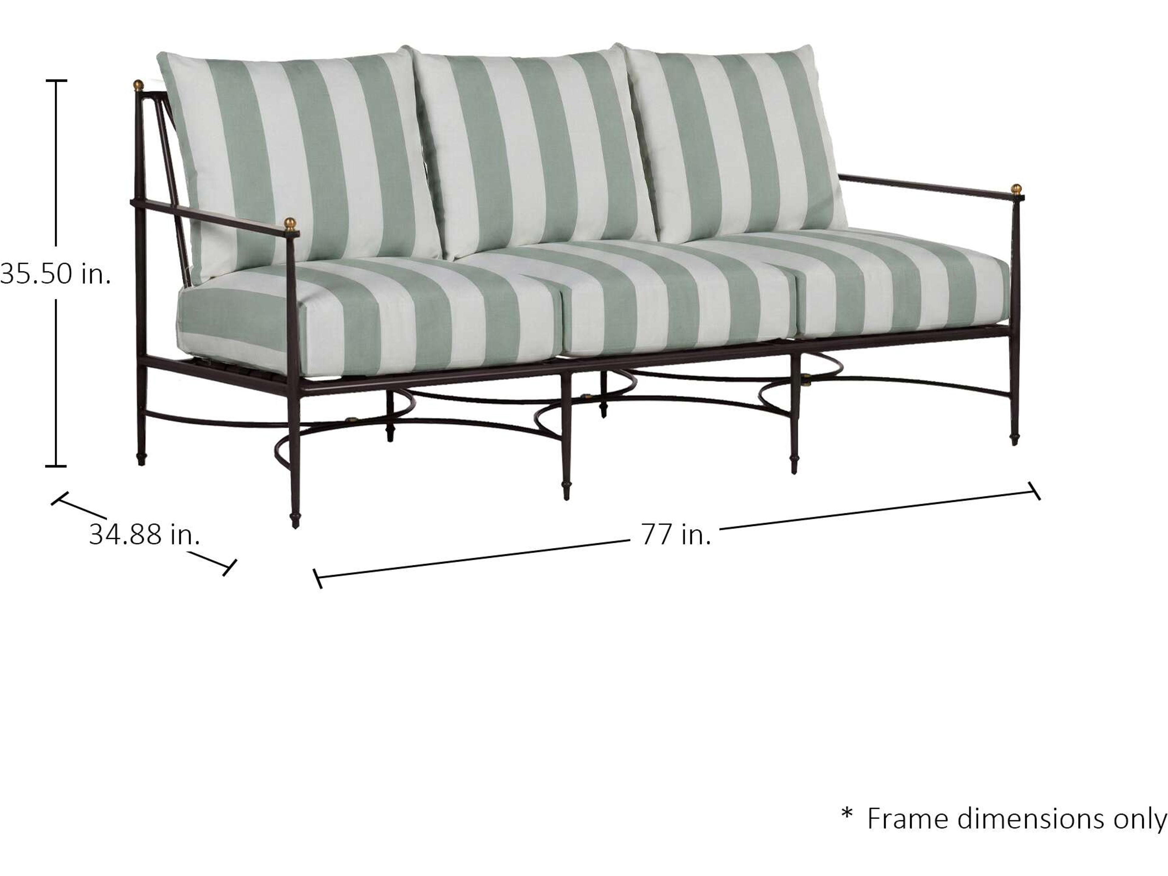 Summer Classics Roma Quick Ship Wrought Aluminum Cushion Sofa