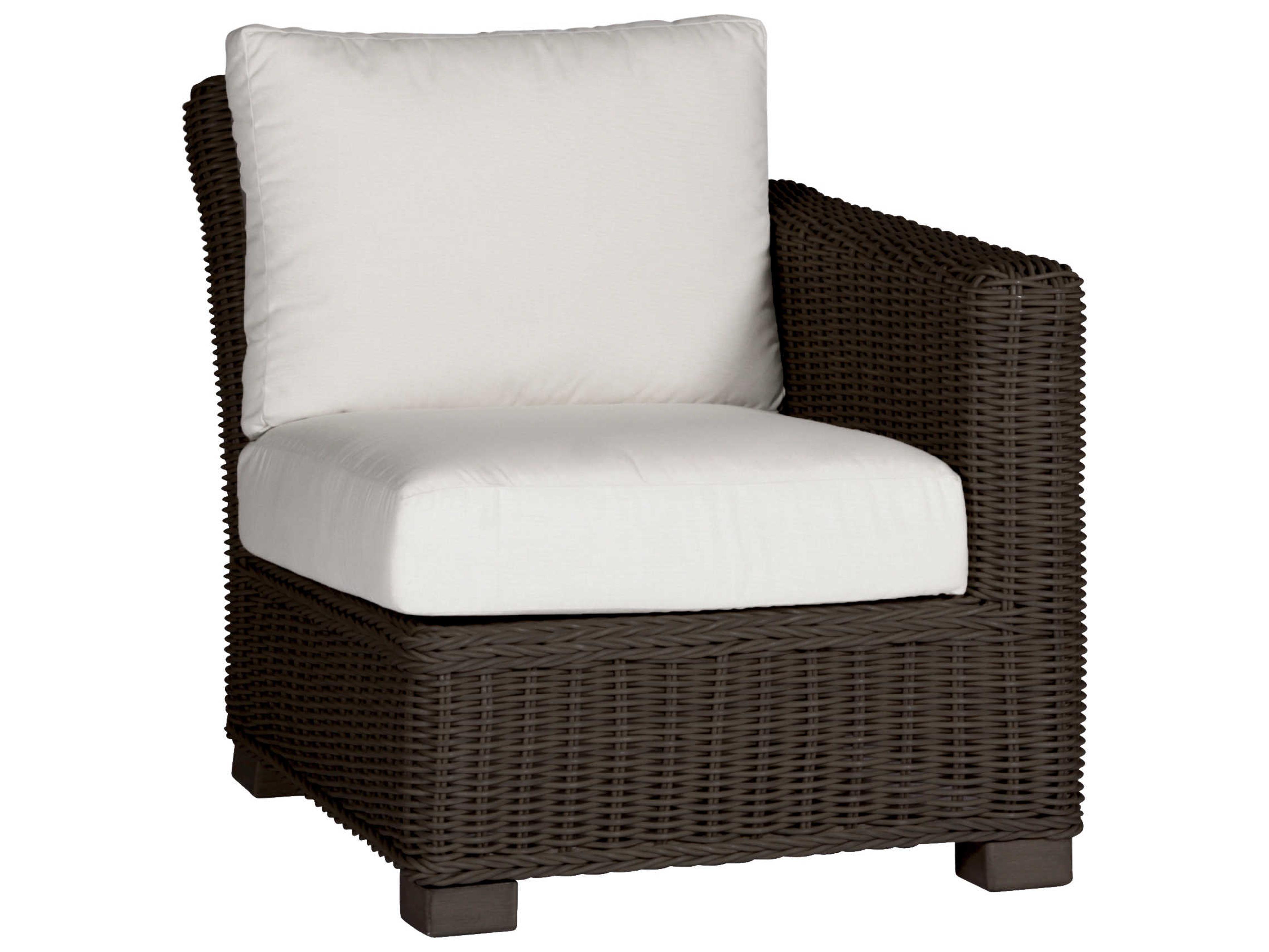 Summer Classics Rustic Wicker Right Arm Facing Patio Lounge Chair with Cushion