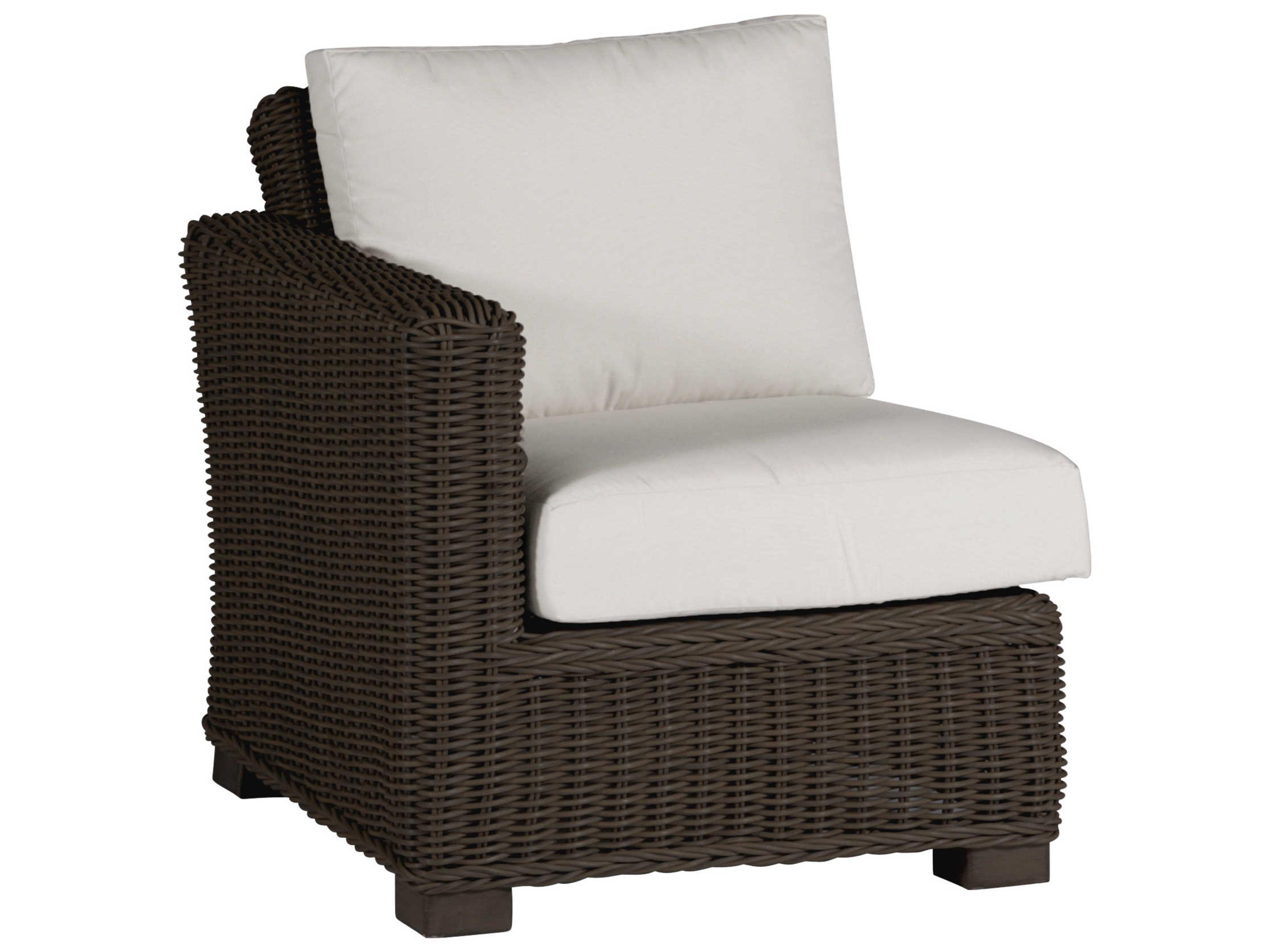 Summer Classics Rustic Wicker Left Arm Facing Outdoor Lounge Chair with Cushion