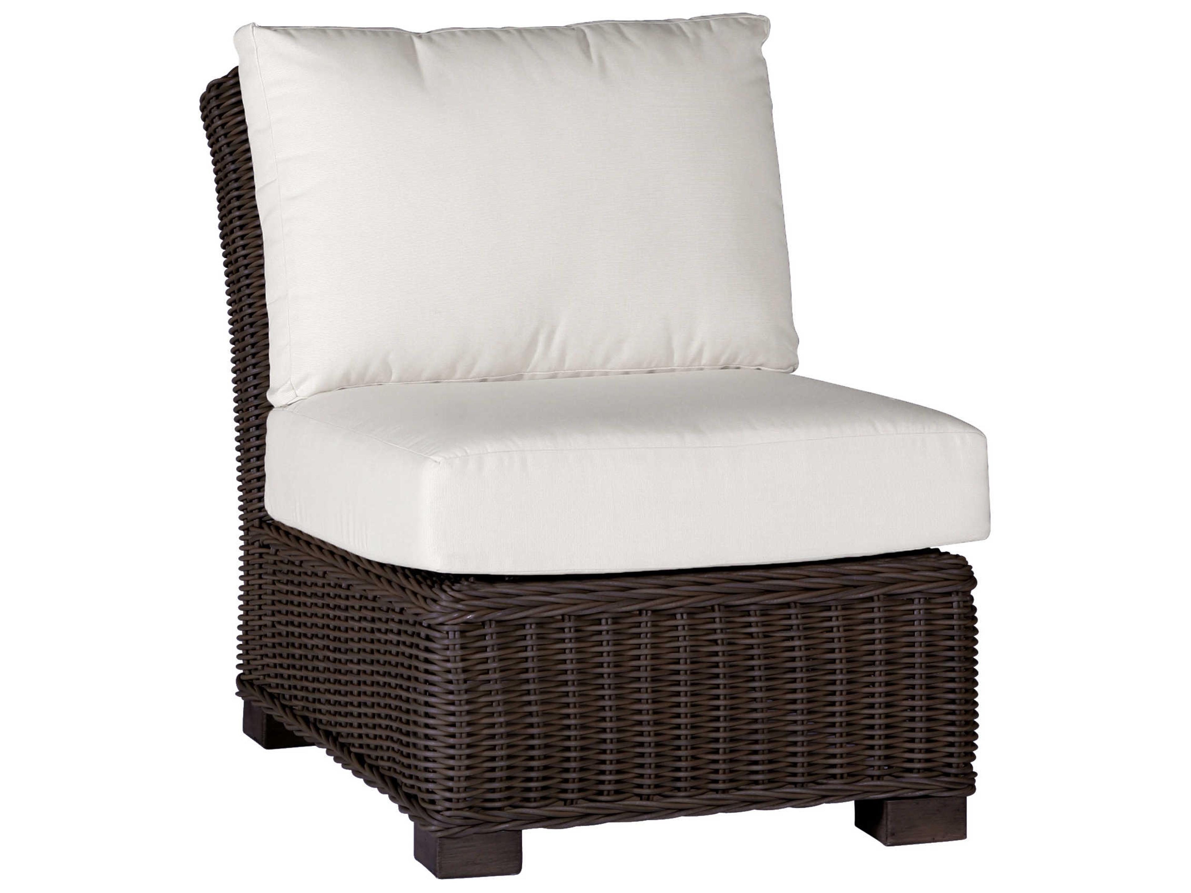 Summer Classics Rustic Wicker Modular Outdoor Patio Lounge Chair with Cushion
