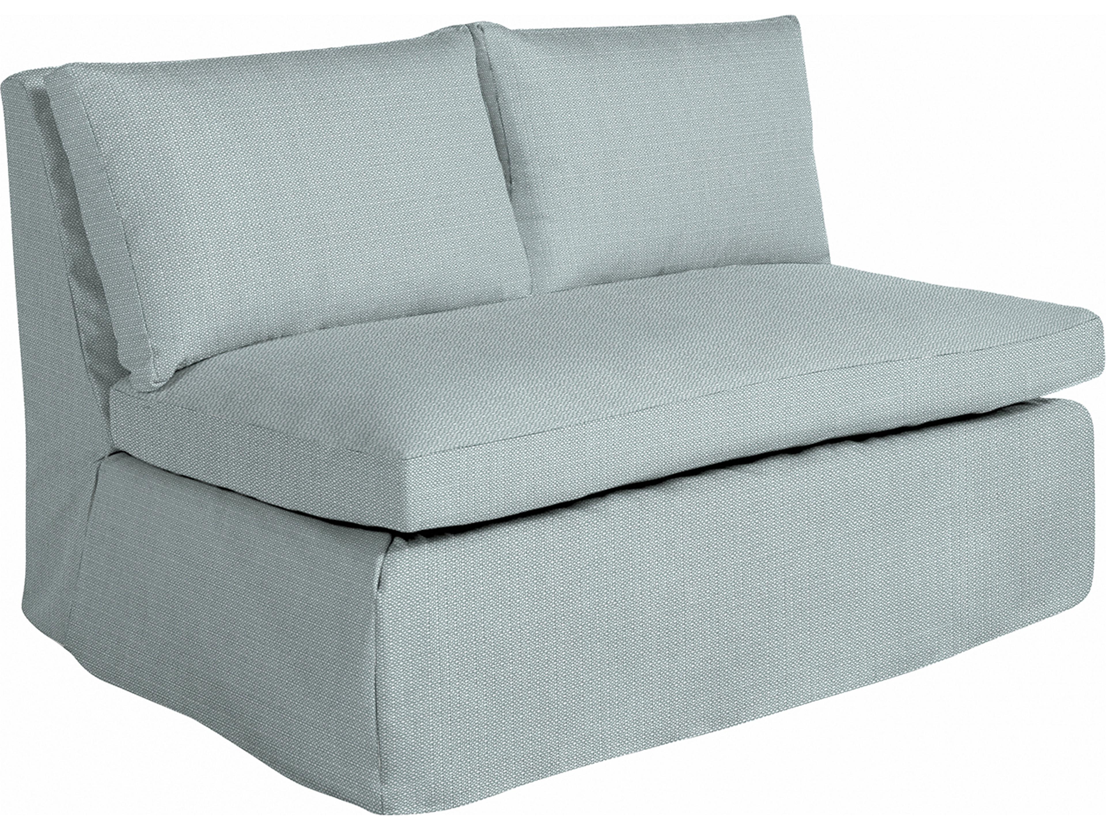 Nora Outdoor Armless Loveseat in Grid Cloth Indigo