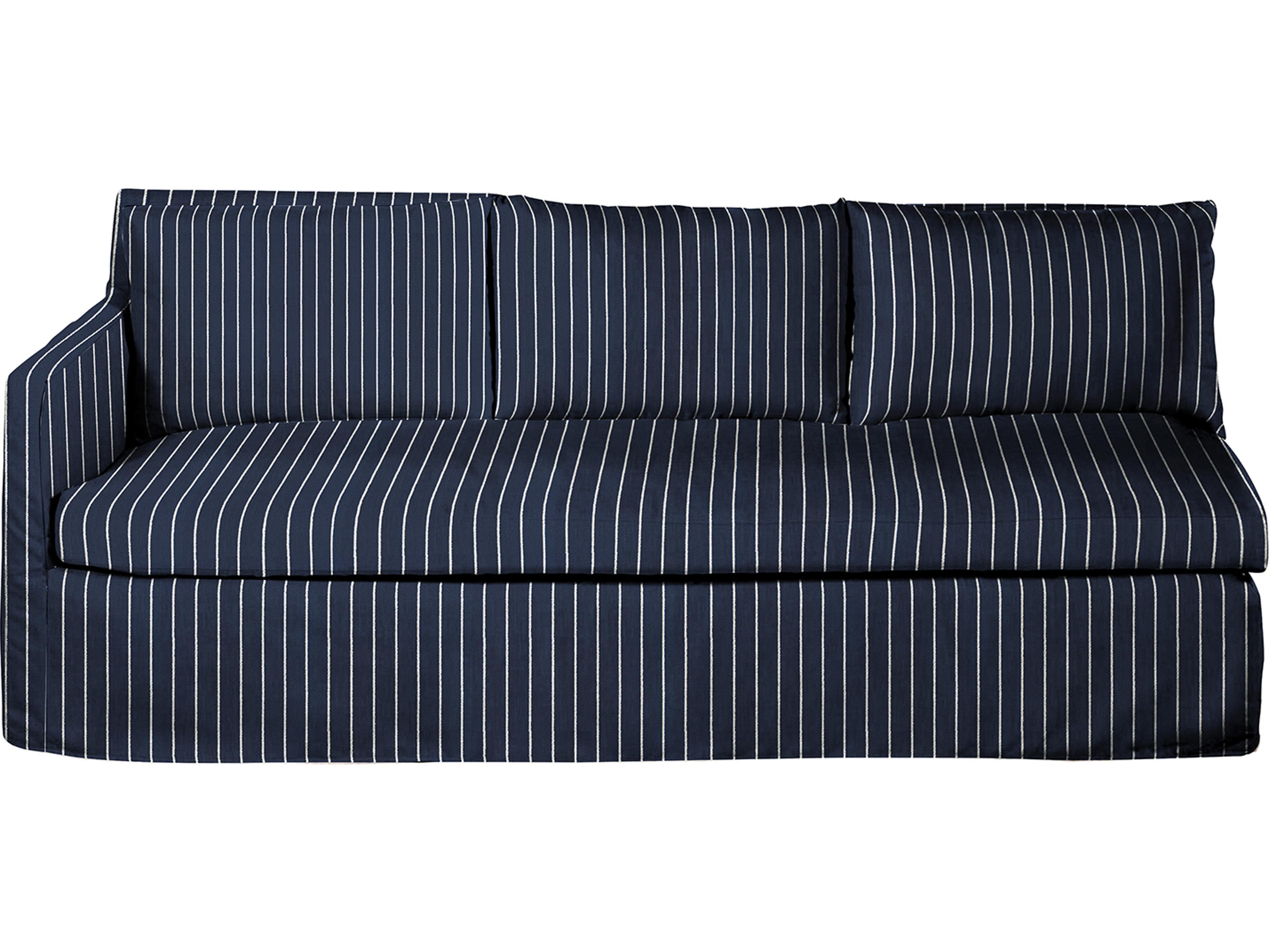 Nora Outdoor Right Arm Facing Sofa in Sailor Stripe Indigo
