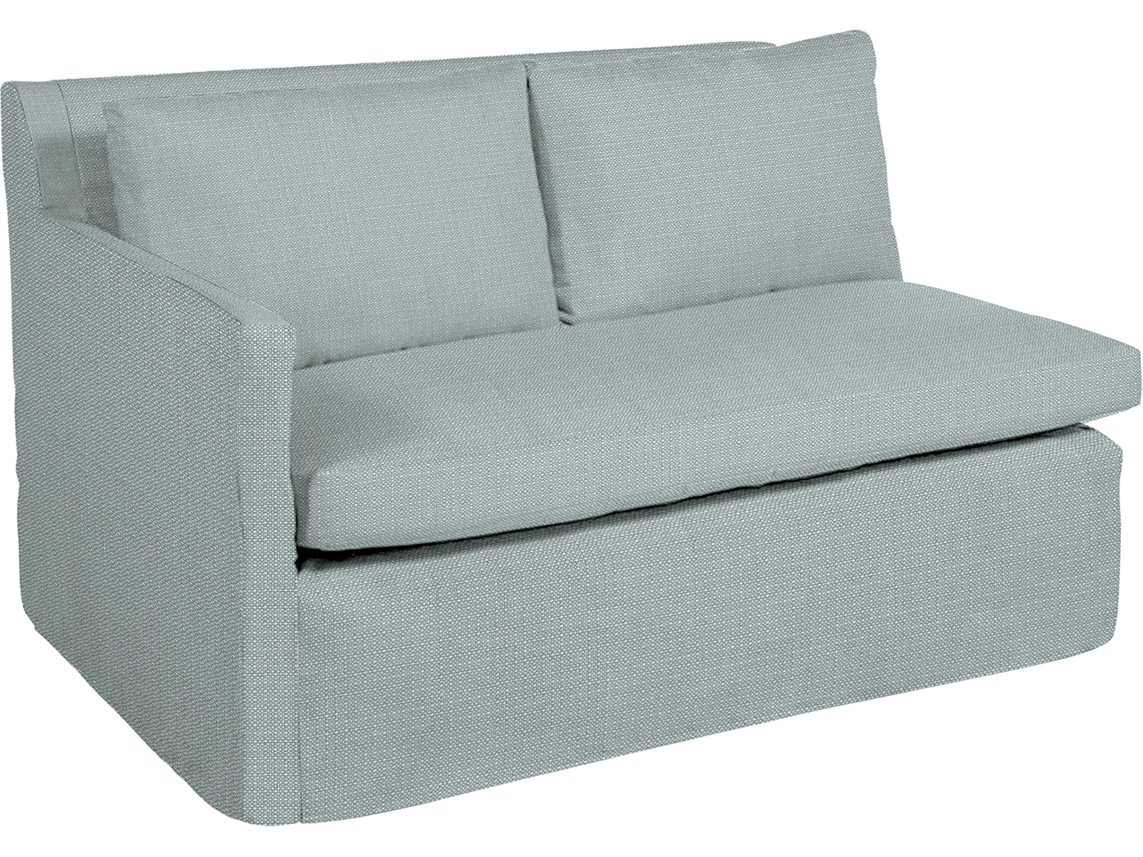 Nora Outdoor Right Arm Facing Loveseat in Grid Cloth Indigo