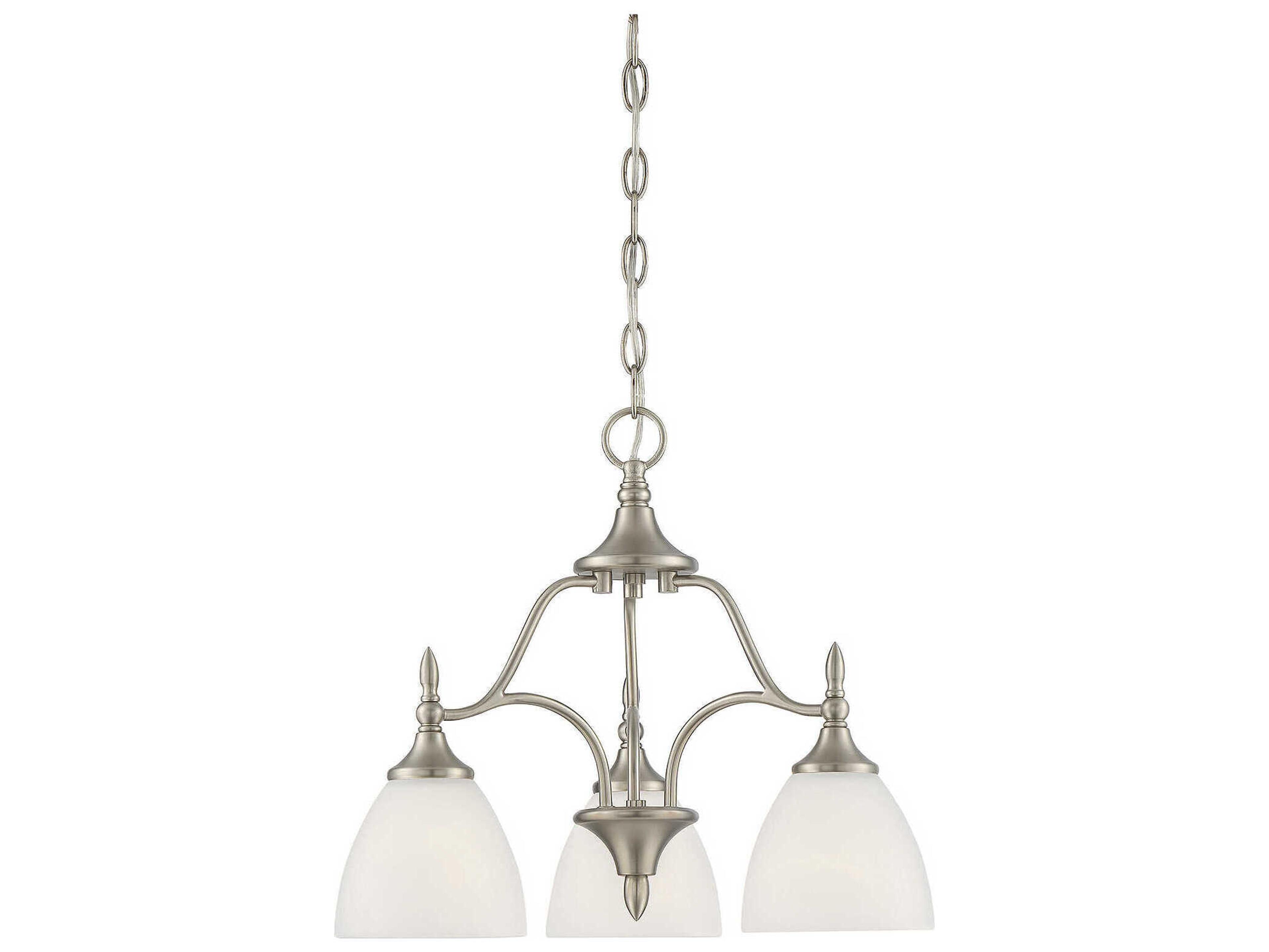 Herndon 3-Light Satin Nickel Pewter Glass Bell Chandelier