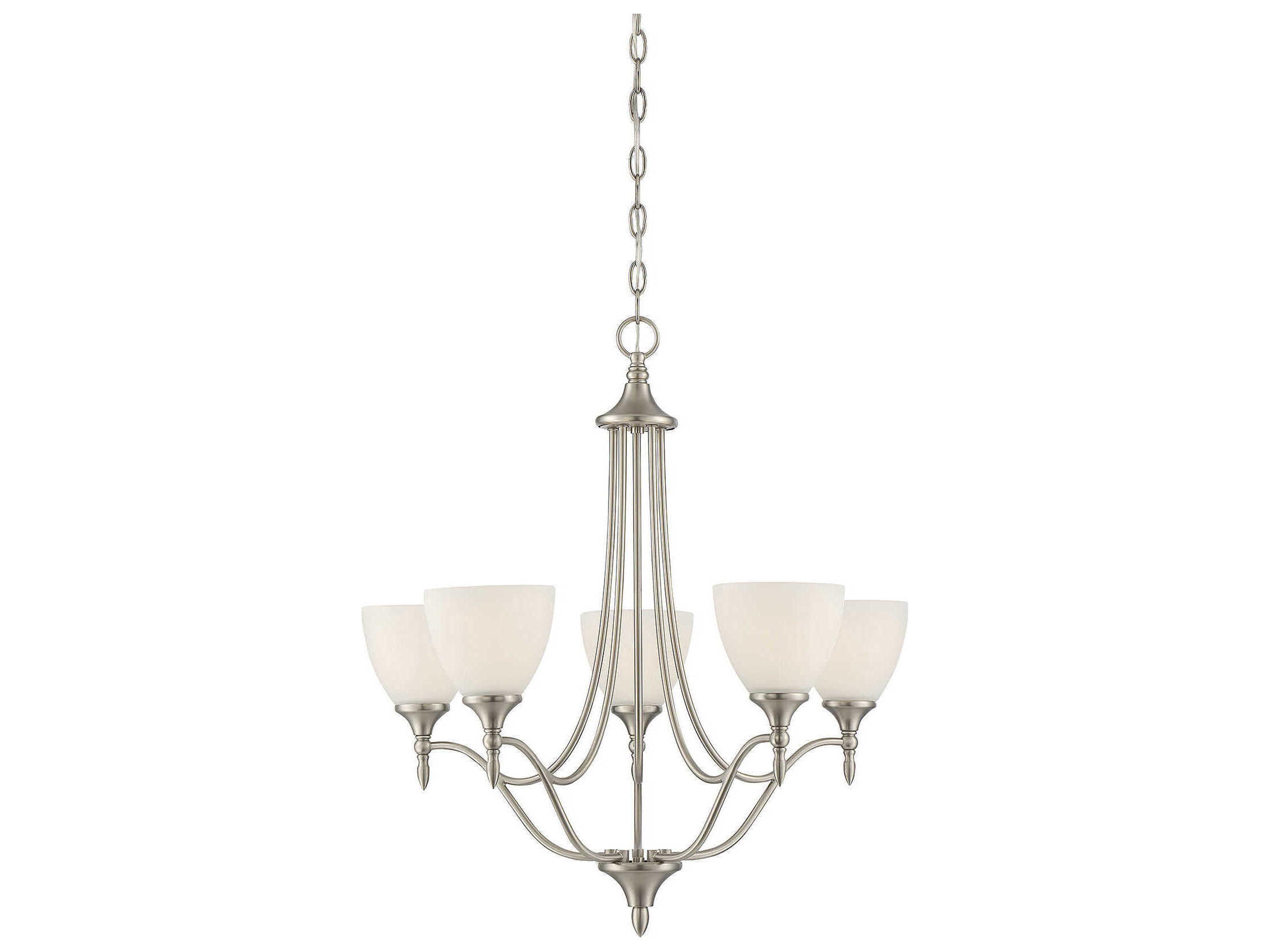 Herndon 5-Light Satin Nickel Pewter Glass Bell Chandelier