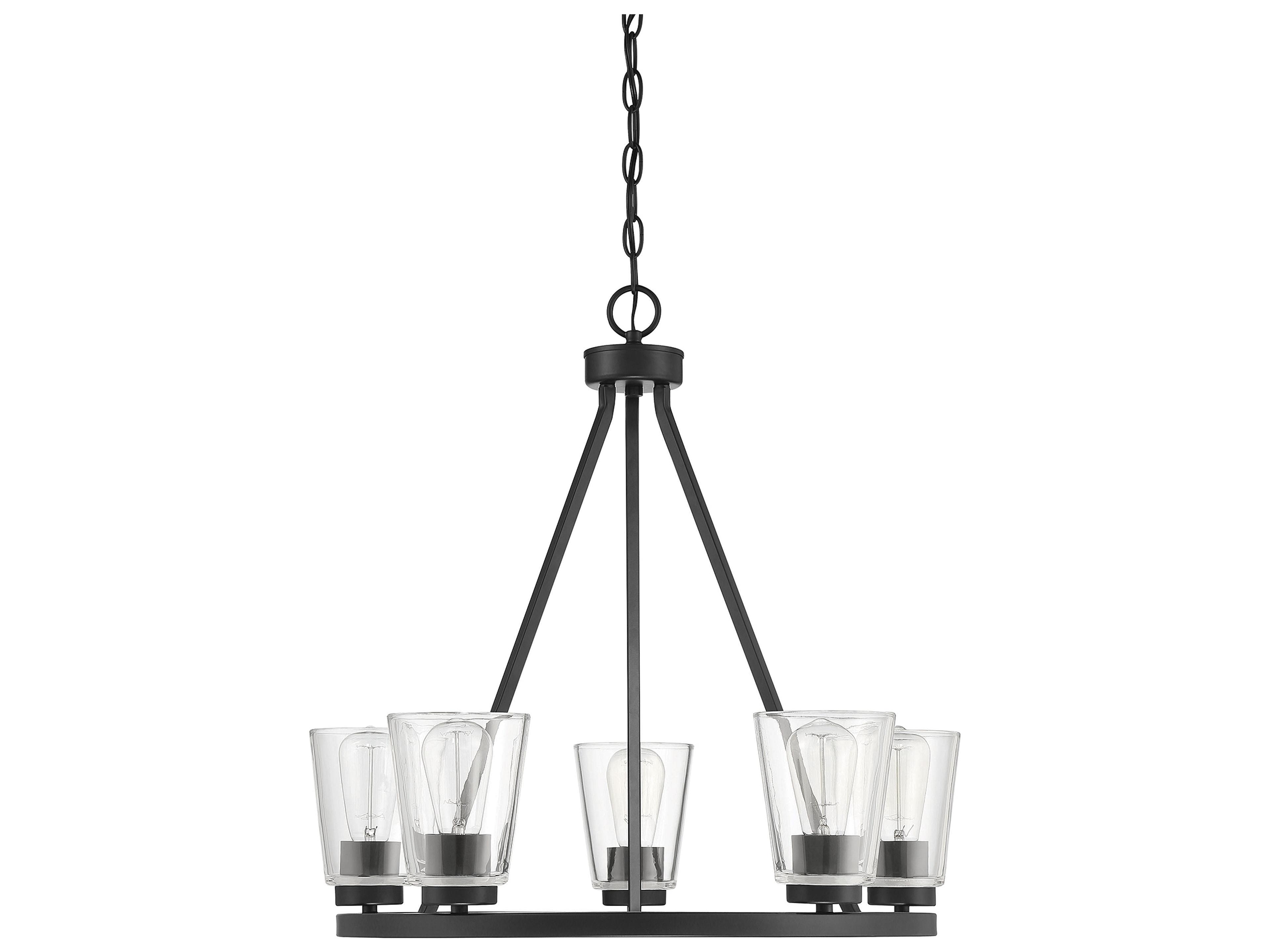 Savoy House Calhoun 5-Light Matte Black Glass Bell Chandelier