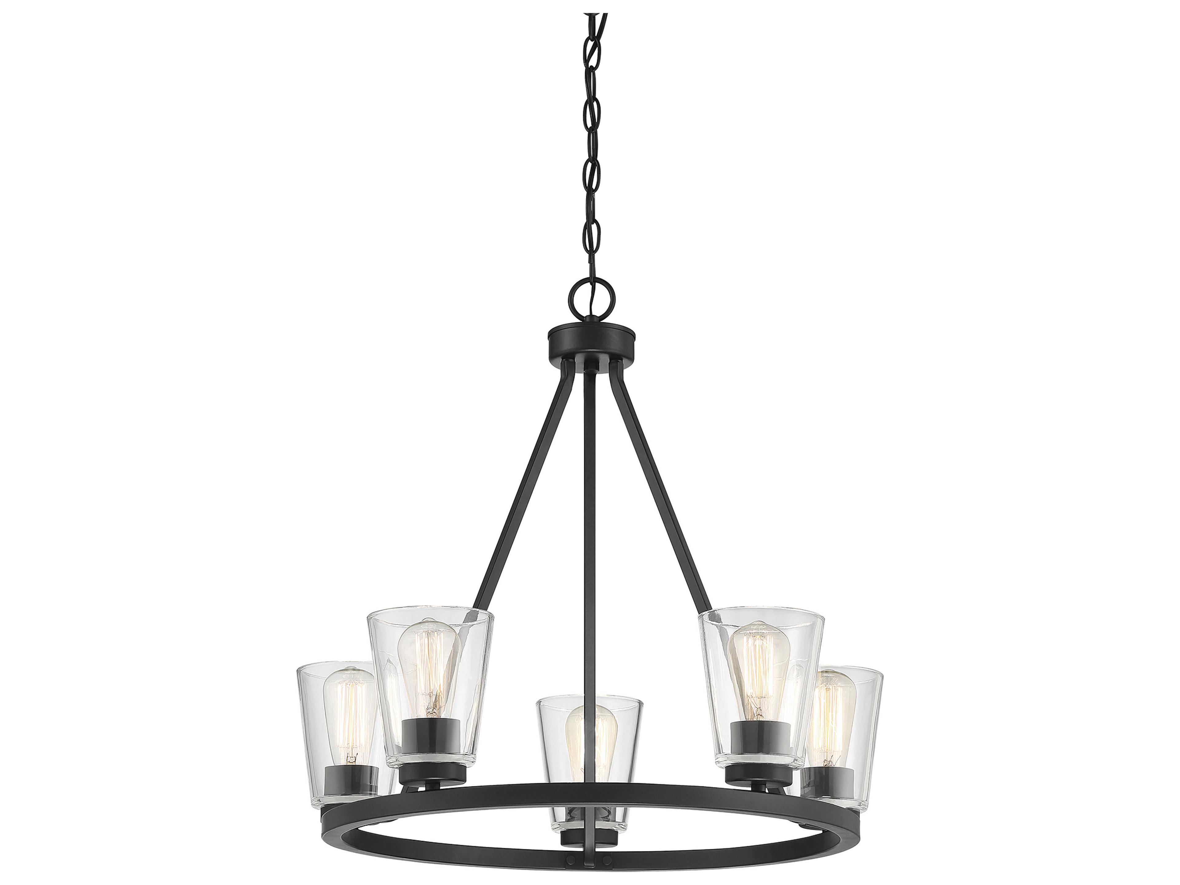 Savoy House Calhoun 5-Light Matte Black Glass Bell Chandelier