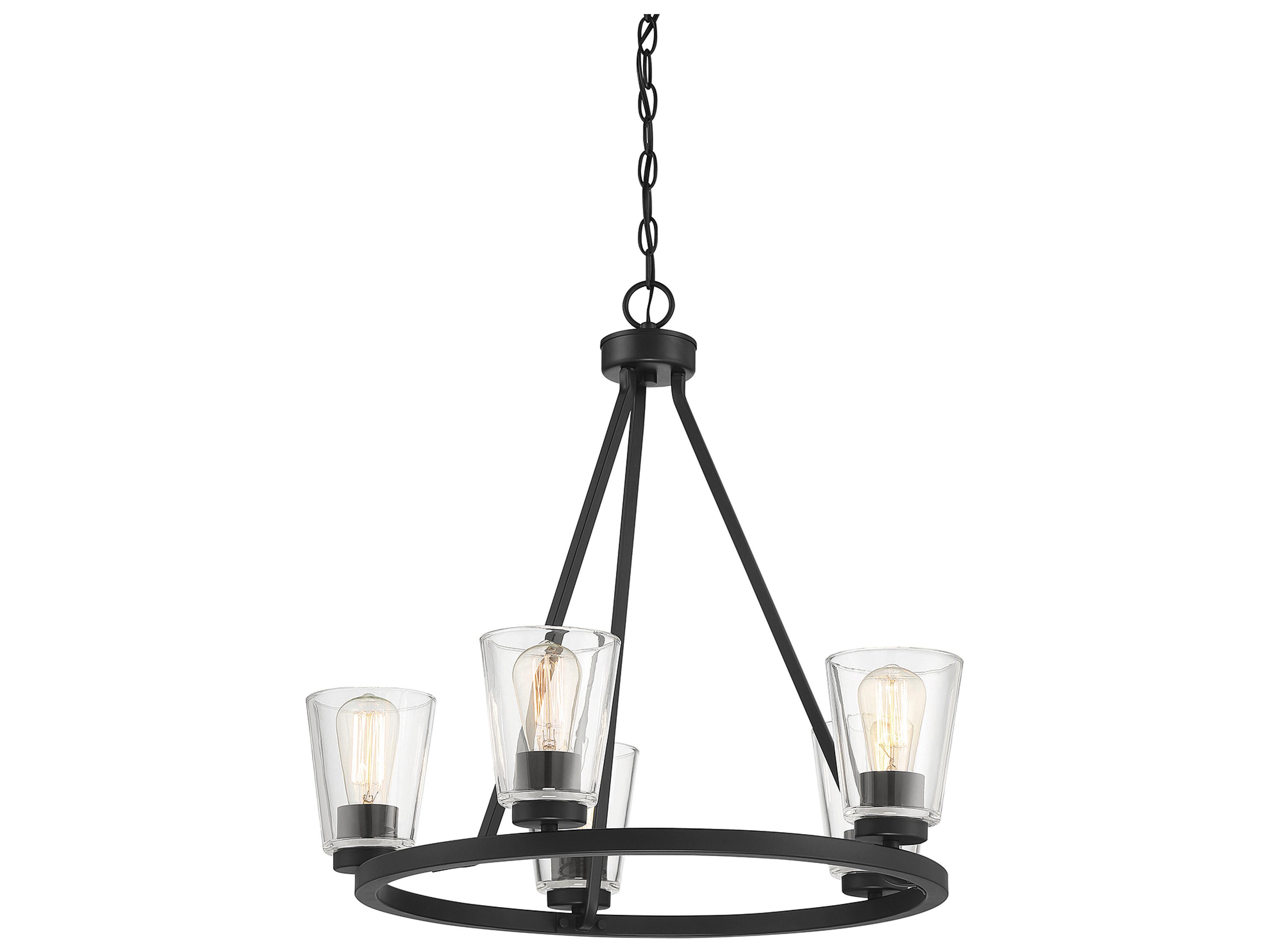 Savoy House Calhoun 5-Light Matte Black Glass Bell Chandelier