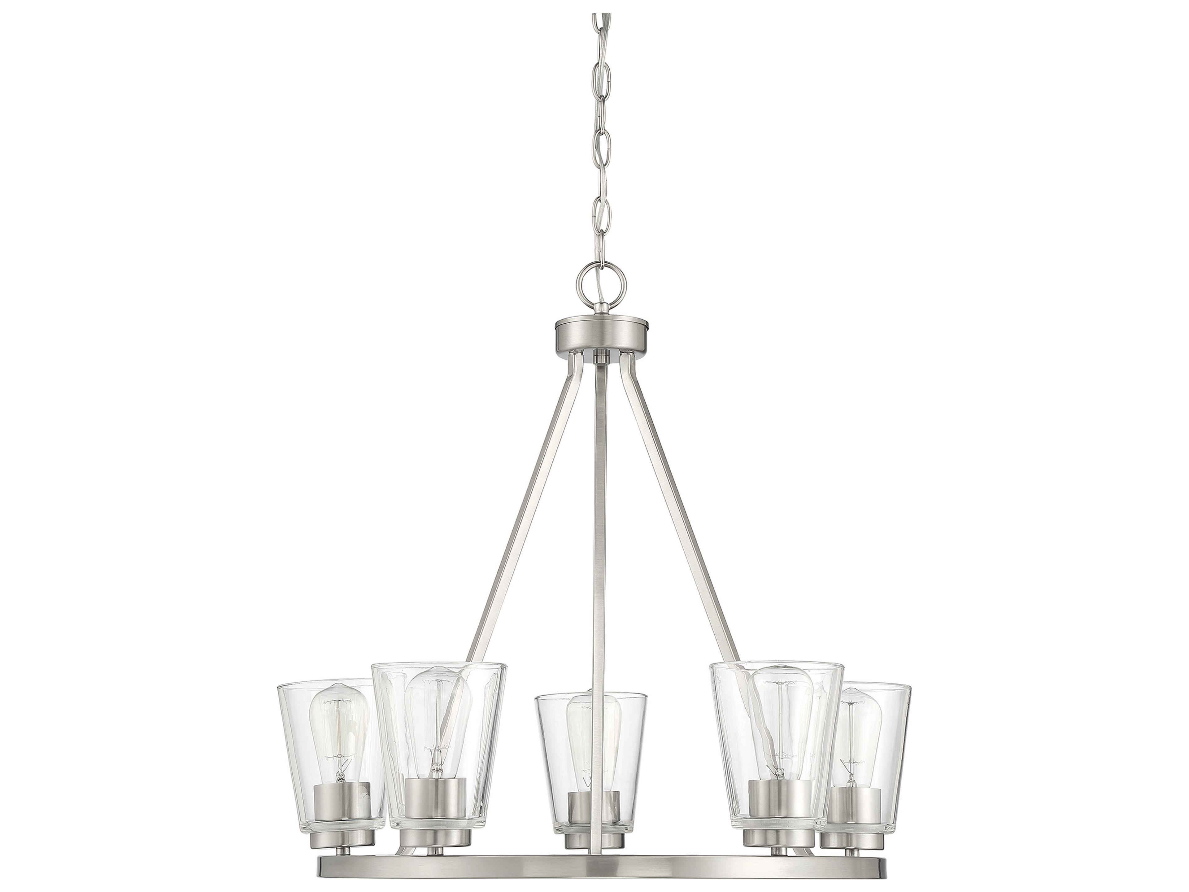 Savoy House Calhoun 5-Light Satin Nickel Glass Bell Chandelier