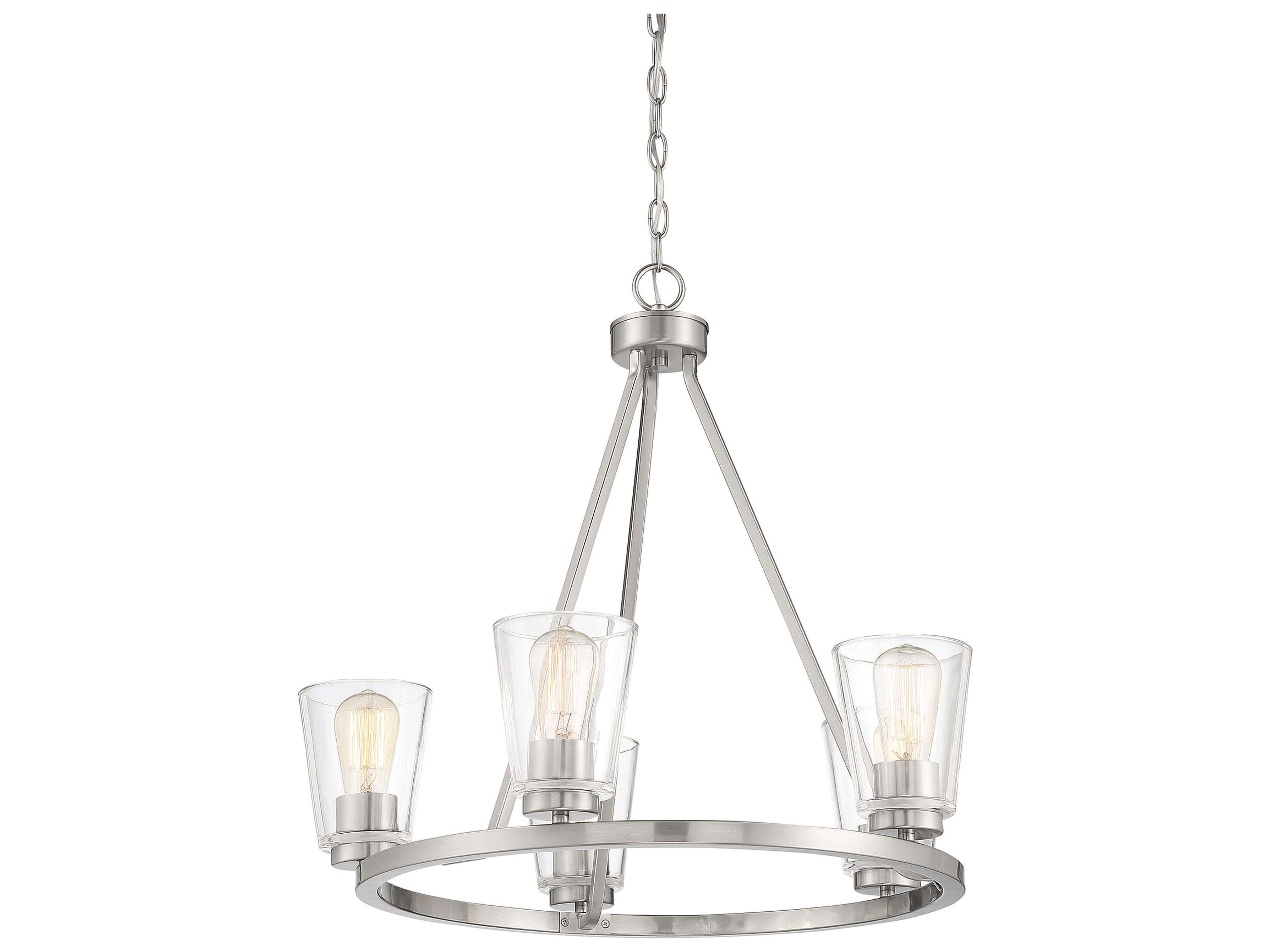 Savoy House Calhoun 5-Light Satin Nickel Glass Bell Chandelier