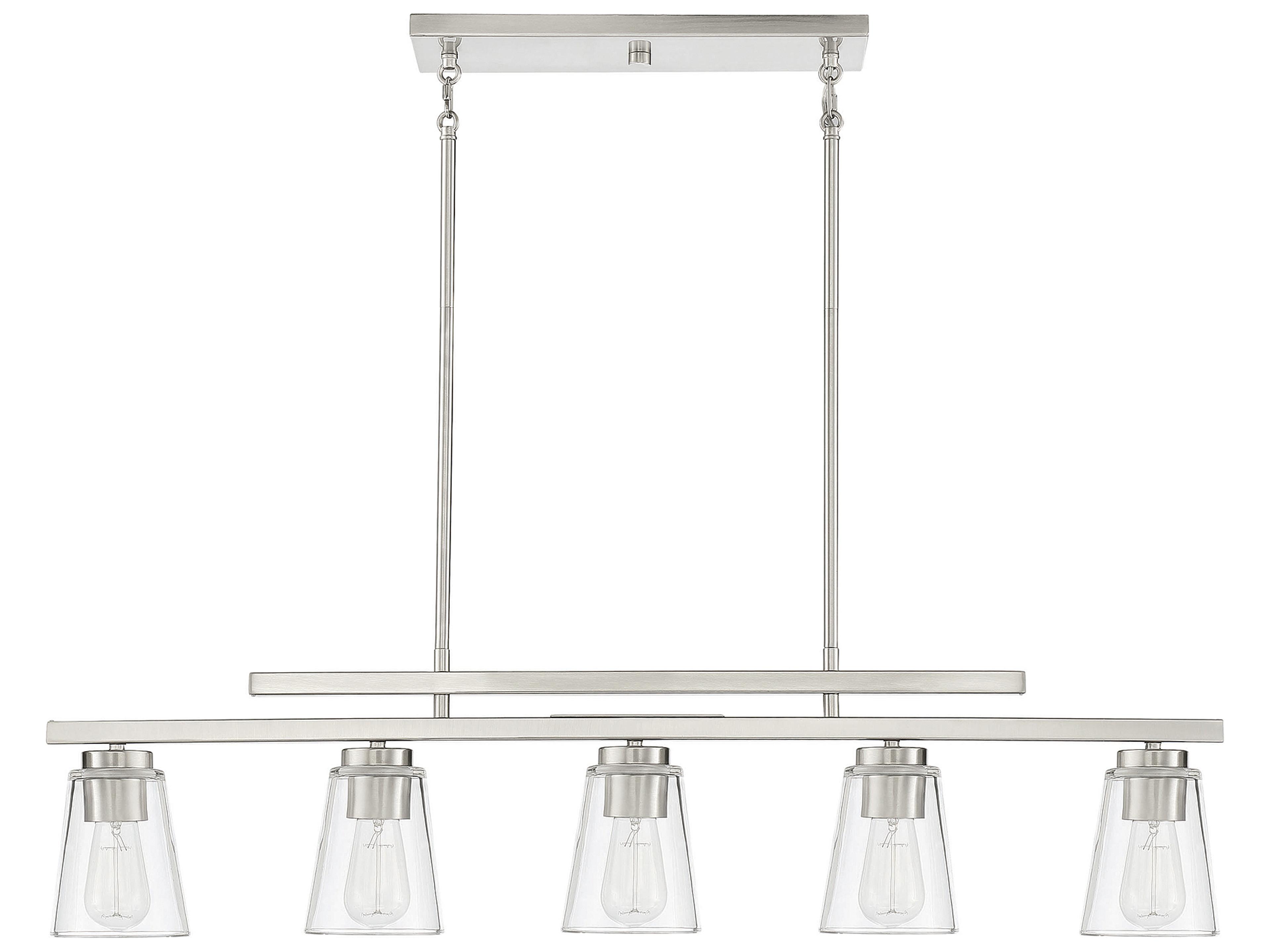 Savoy House Calhoun 5-Light Satin Nickel Glass Bell Linear Island Pendant