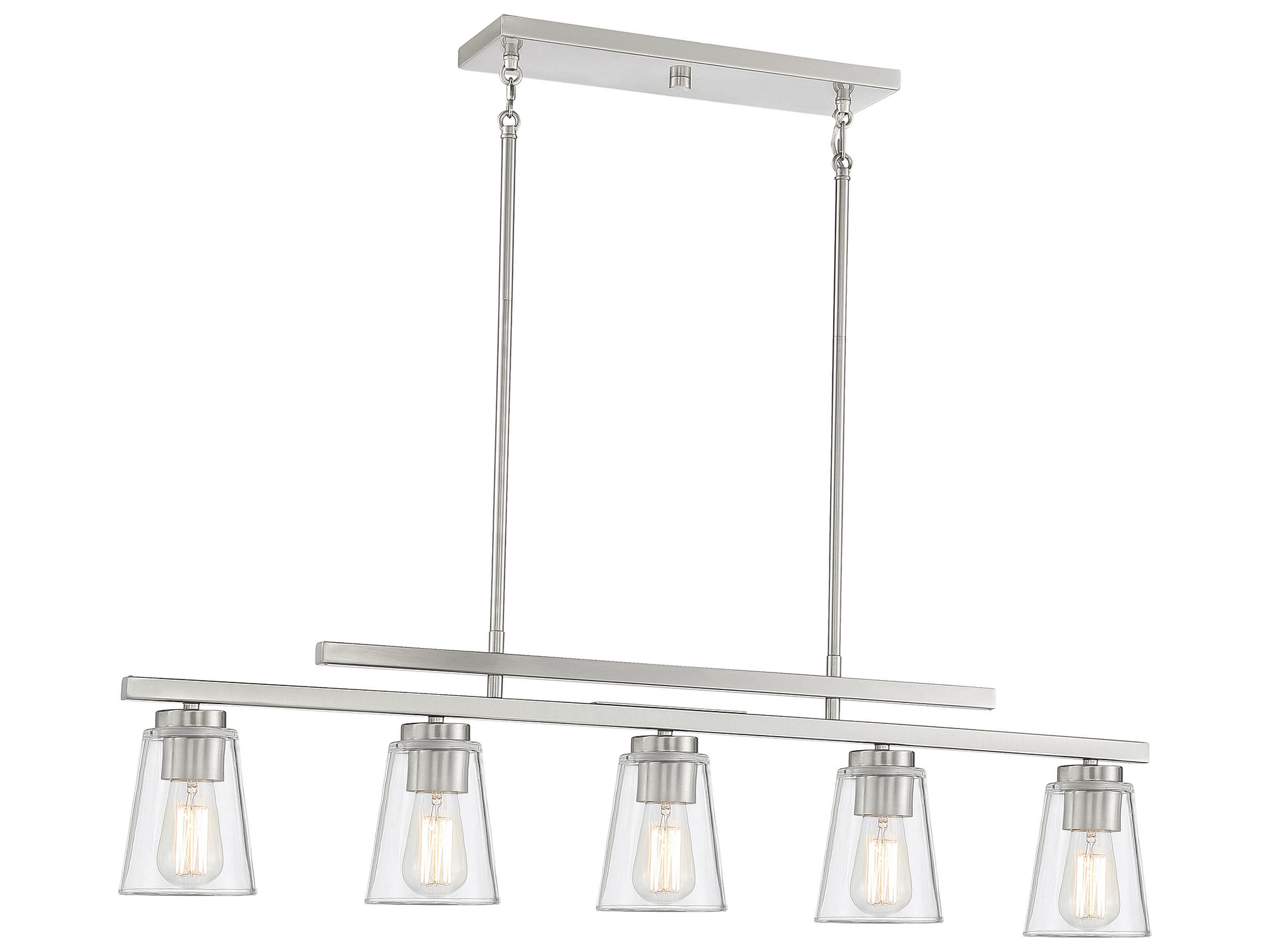 Savoy House Calhoun 5-Light Satin Nickel Glass Bell Linear Island Pendant