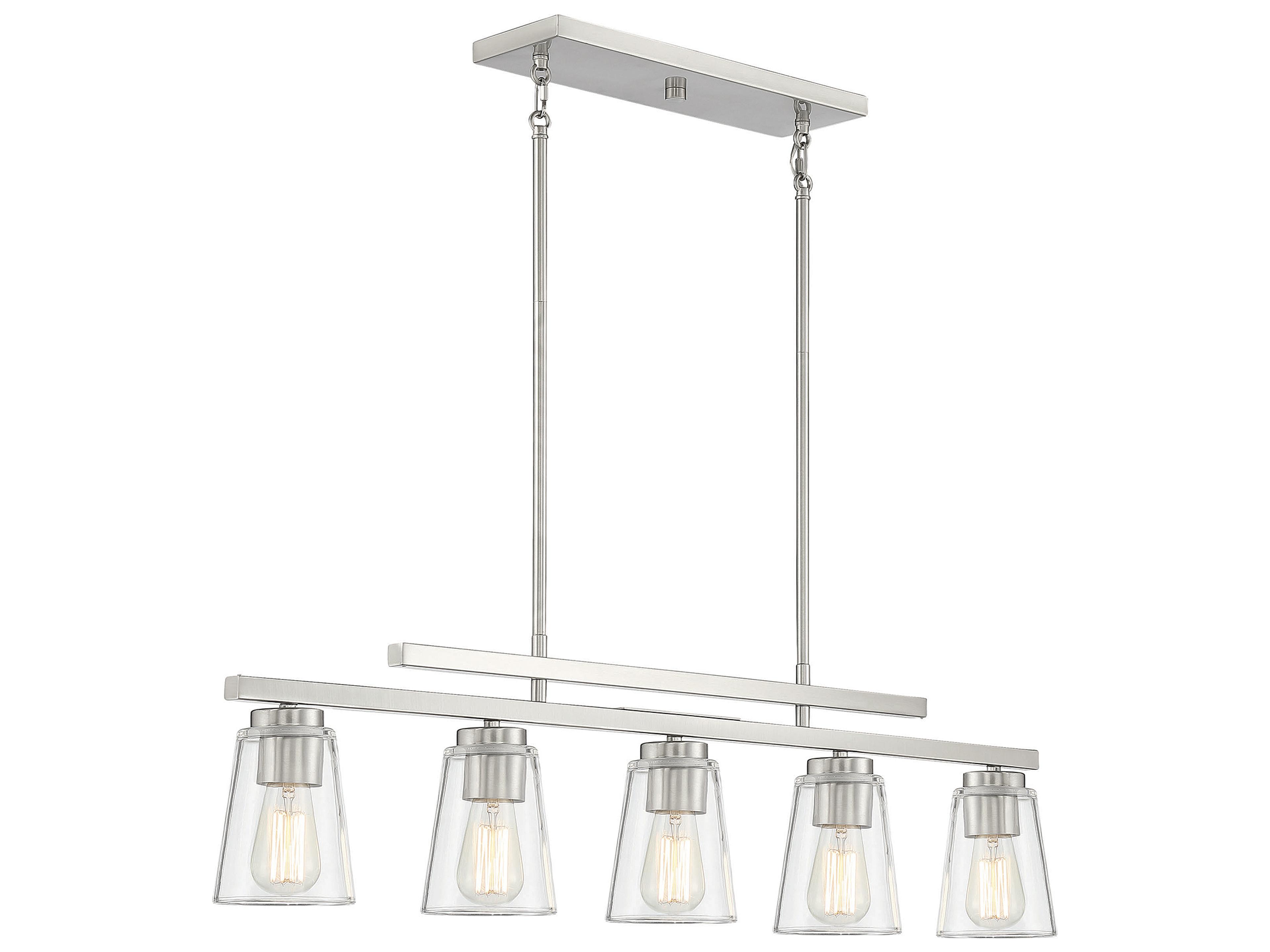 Savoy House Calhoun 5-Light Satin Nickel Glass Bell Linear Island Pendant