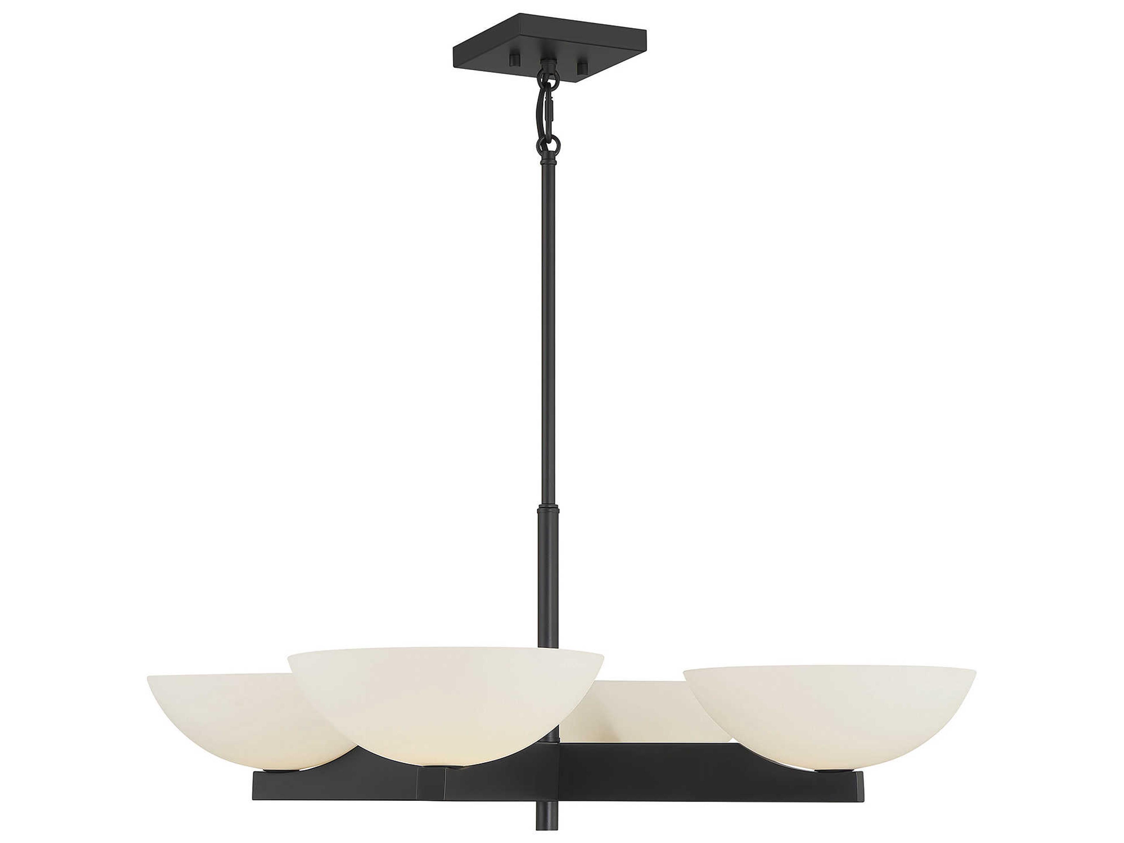 Fallon 4-Light Matte Black Glass Bowl Chandelier