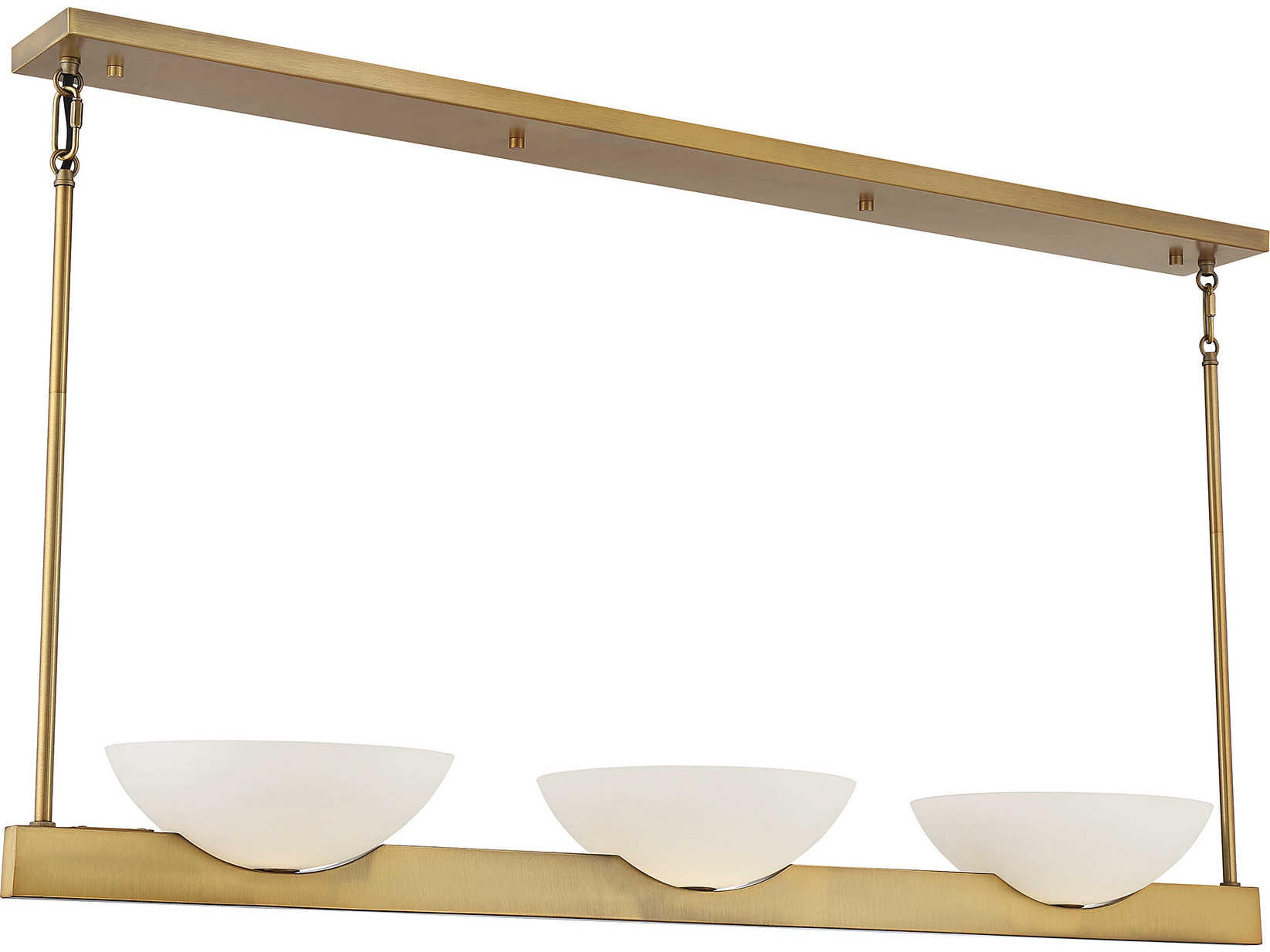 Fallon 3-Light Warm Brass Glass Bowl Linear Island Pendant