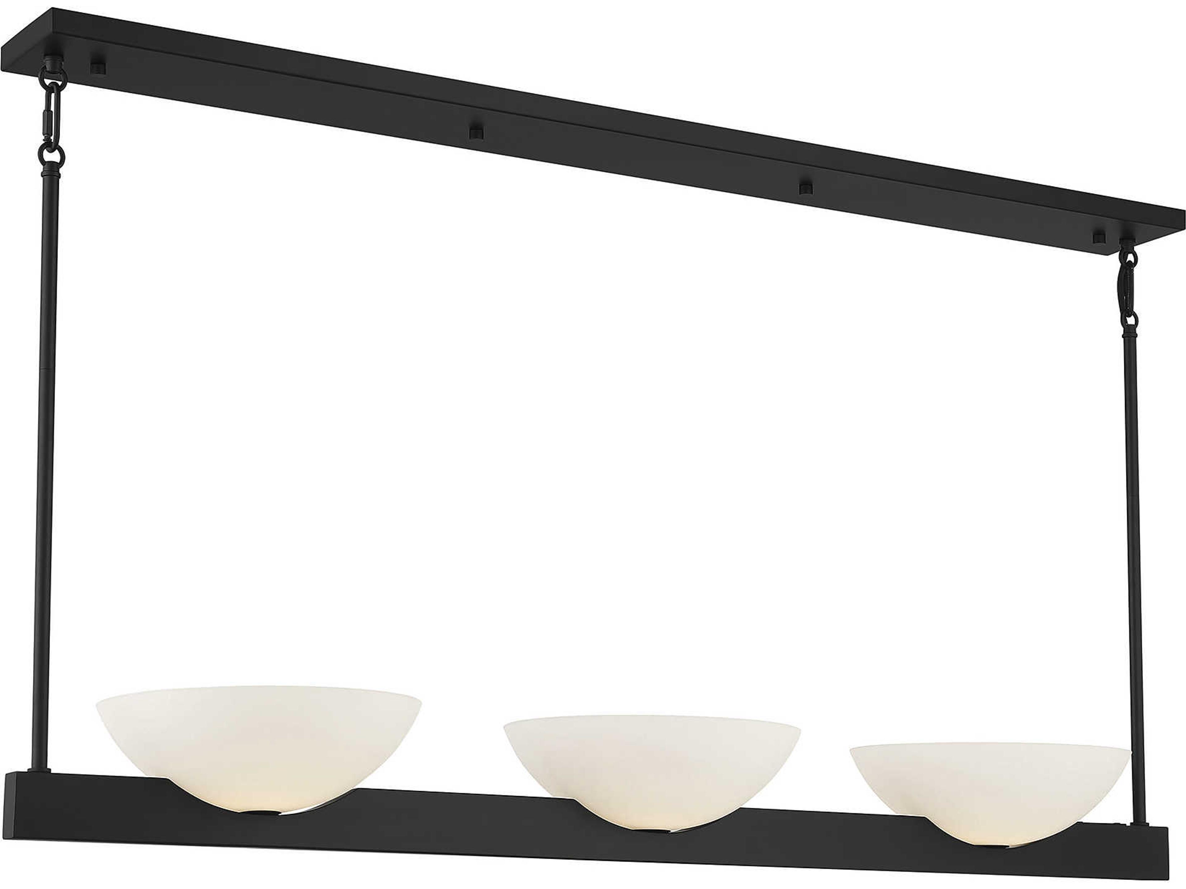 Fallon 3-Light Matte Black Glass Bowl Linear Island Pendant