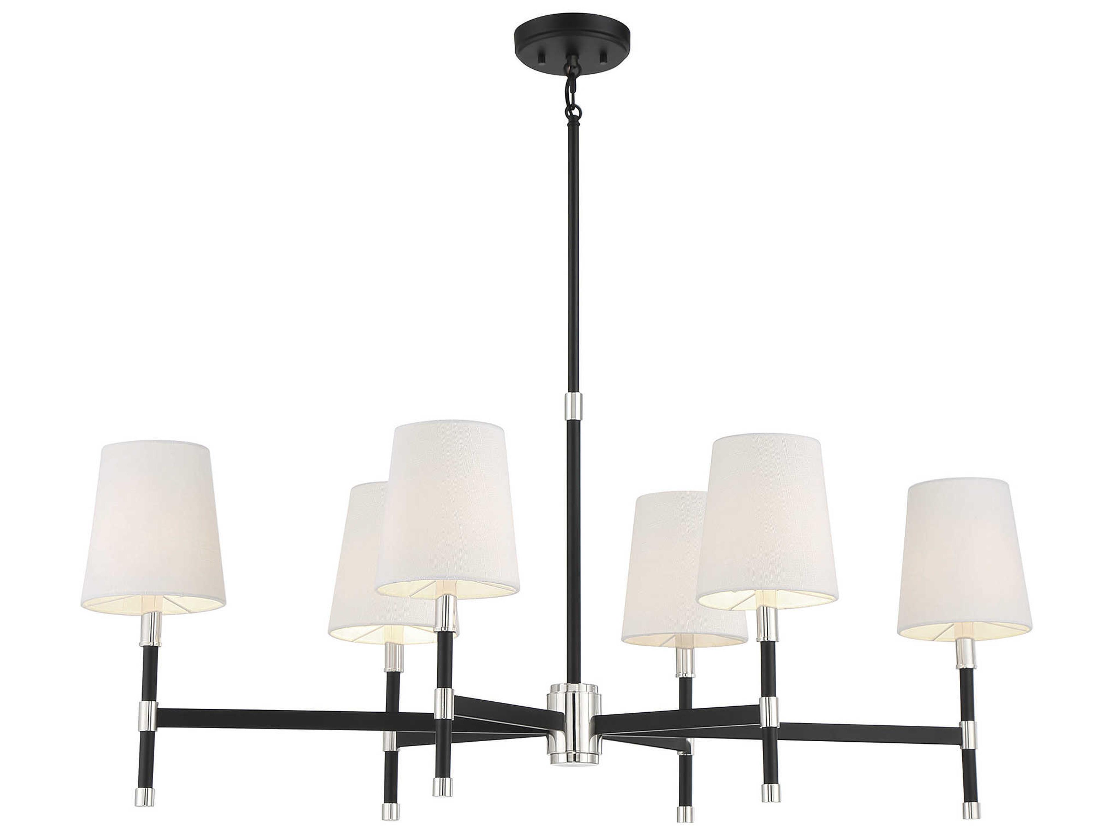 Brody 6-Light Matte Black Polished Nickel Brass Empire Linear Island Pendant