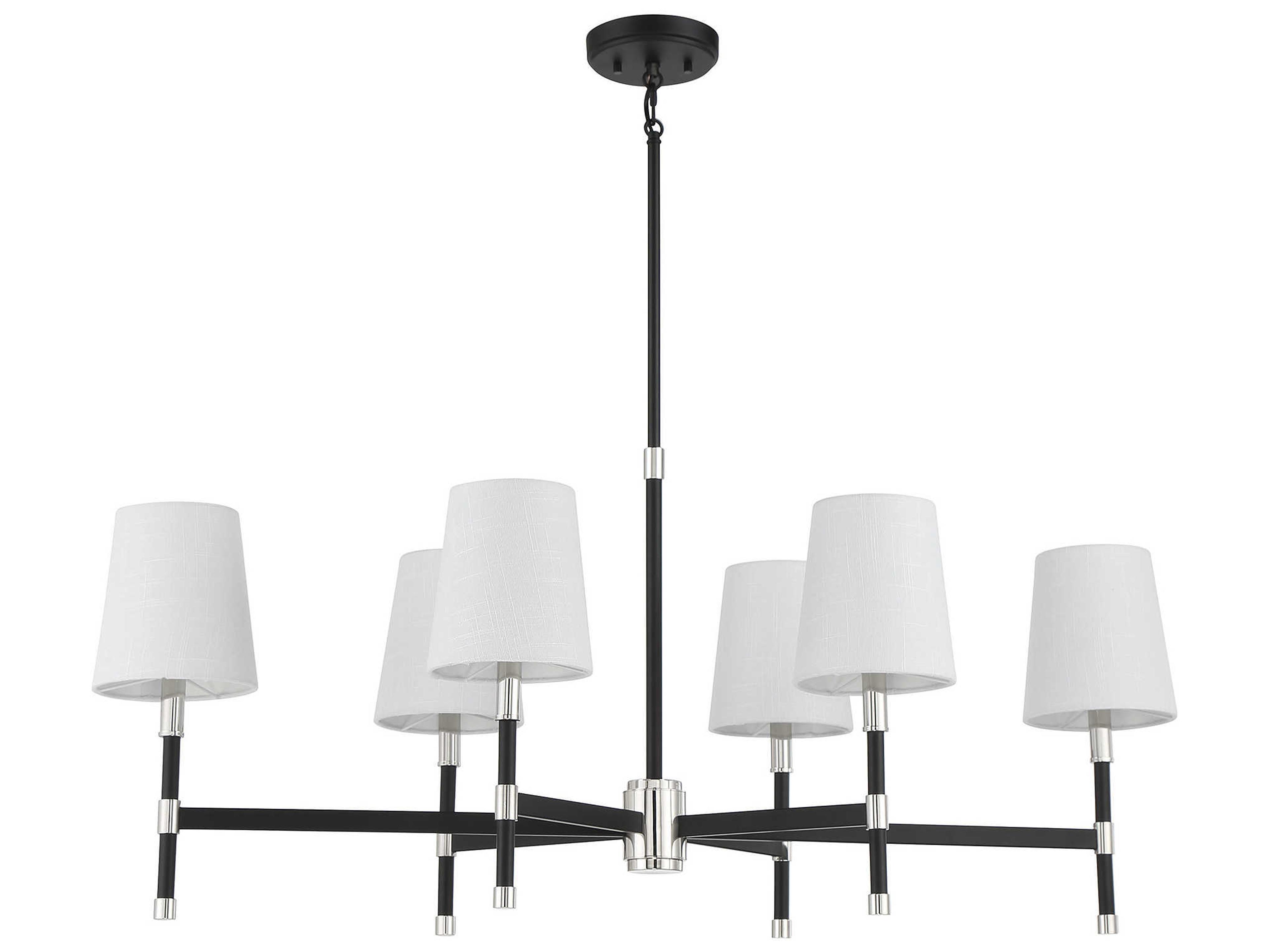 Savoy House Brody 6-Light Matte Black Polished Nickel Brass Empire Linear Island Pendant