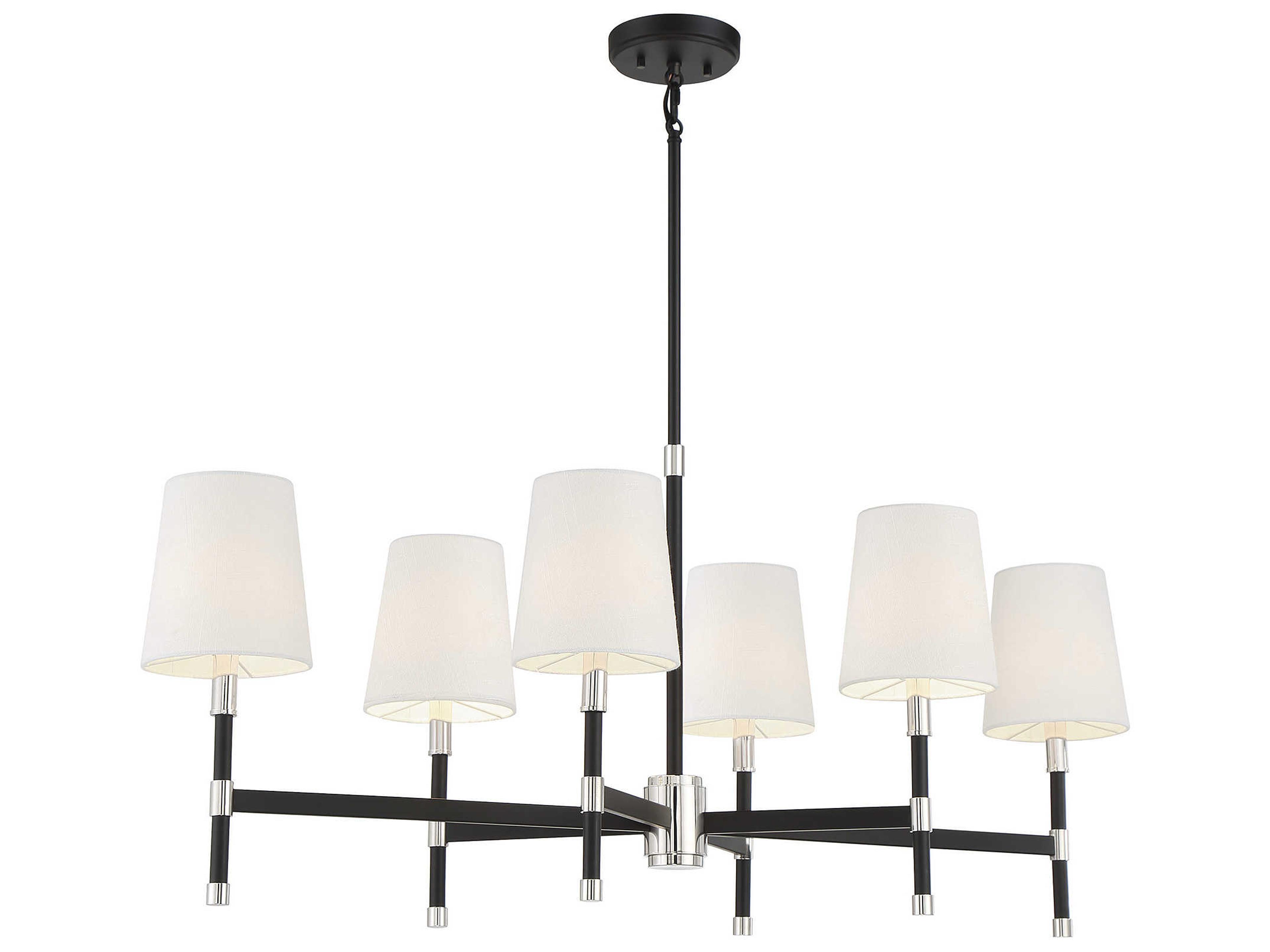 Savoy House Brody 6-Light Matte Black Polished Nickel Brass Empire Linear Island Pendant