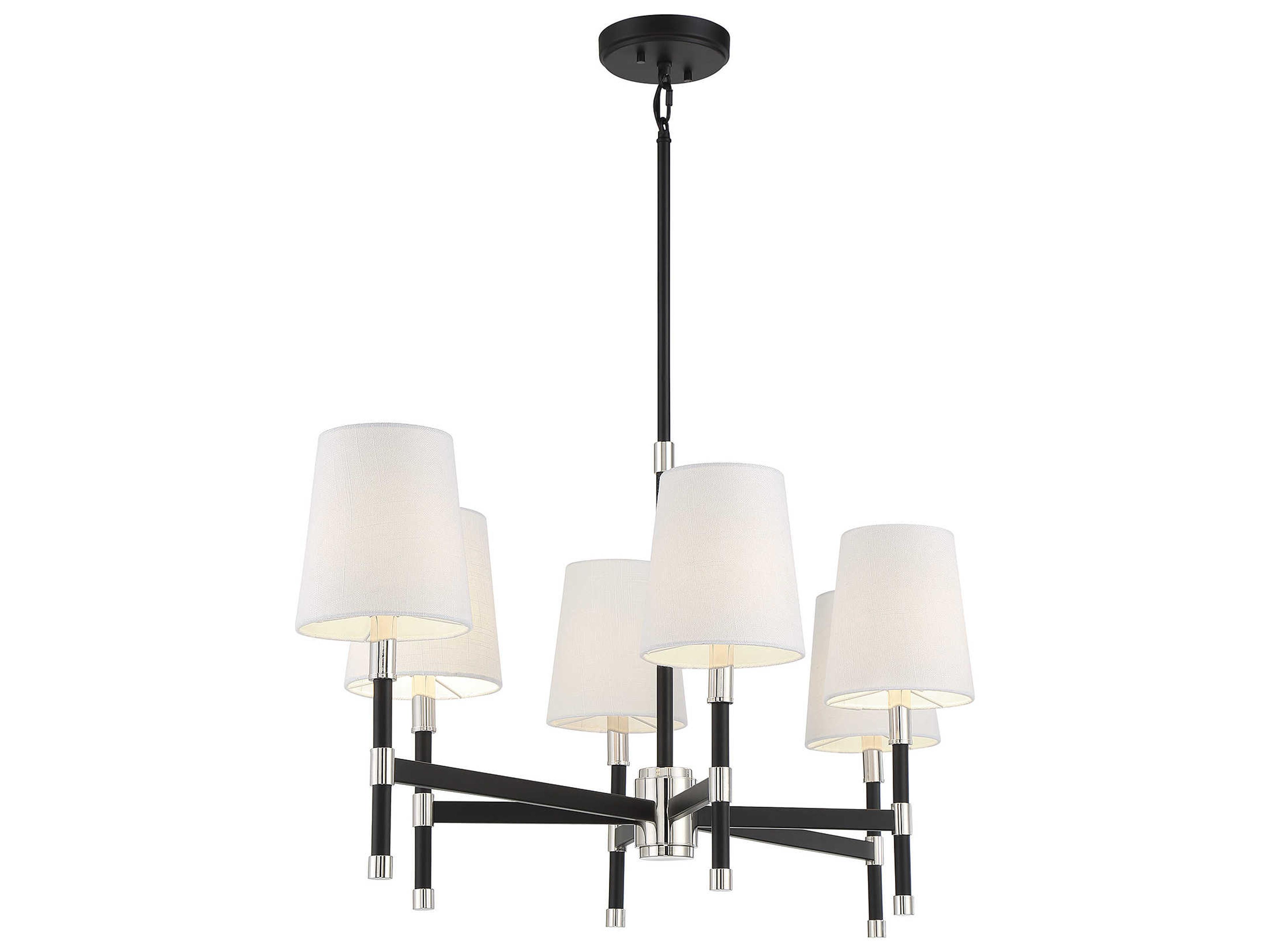 Savoy House Brody 6-Light Matte Black Polished Nickel Brass Empire Linear Island Pendant