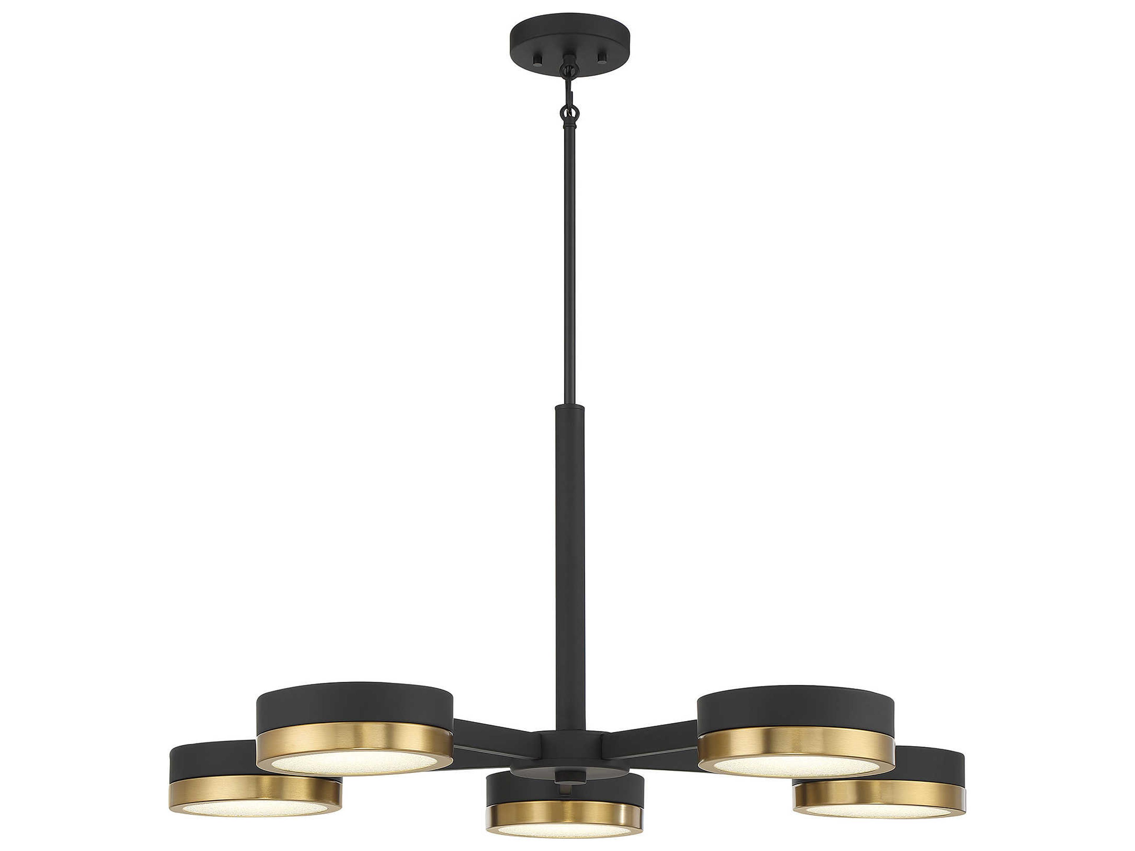 Ashor 5-Light Matte Black Warm Brass Crystal Glass Chandelier
