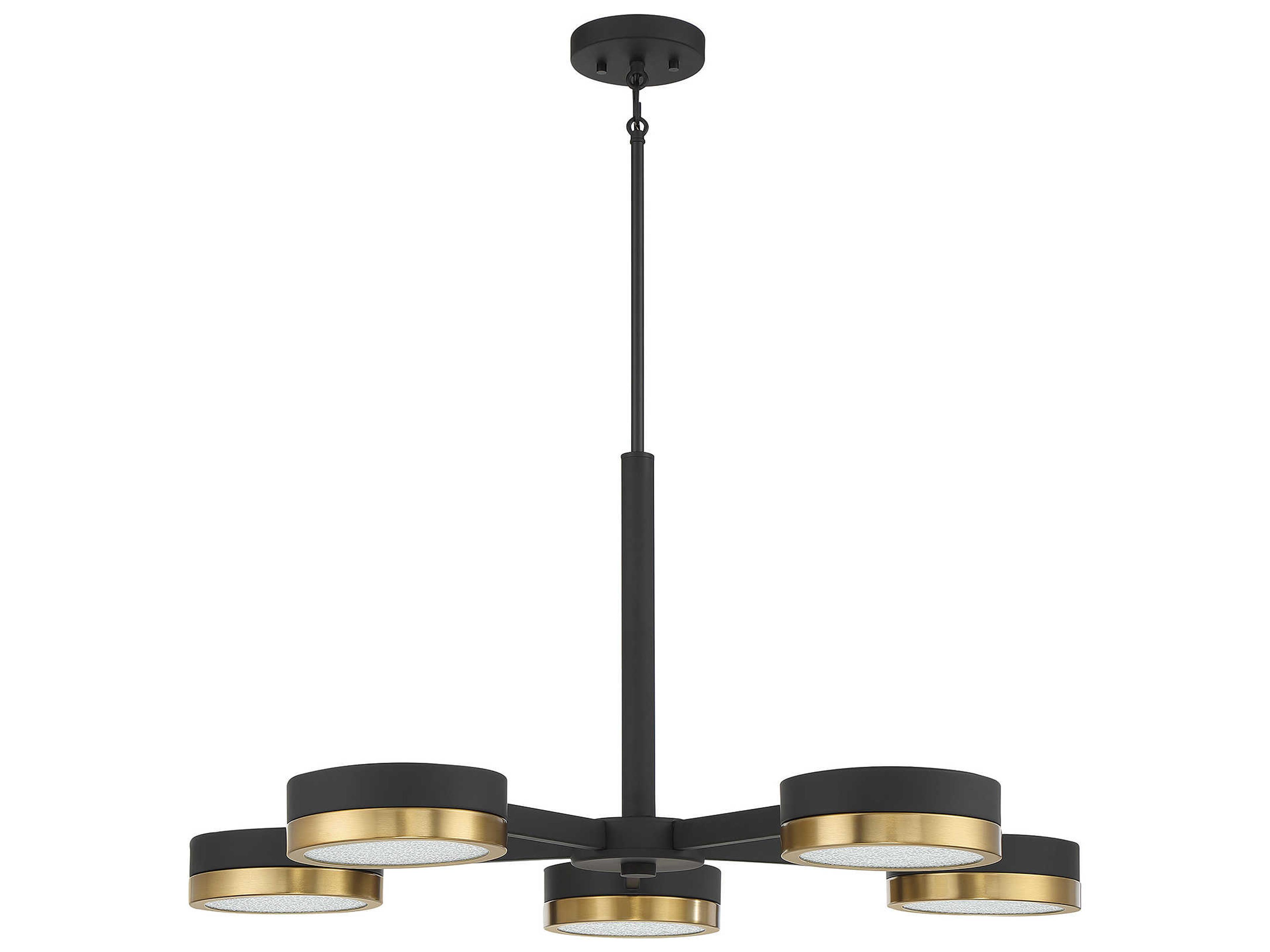 Savoy House Ashor 5-Light Matte Black Warm Brass Crystal Glass Chandelier