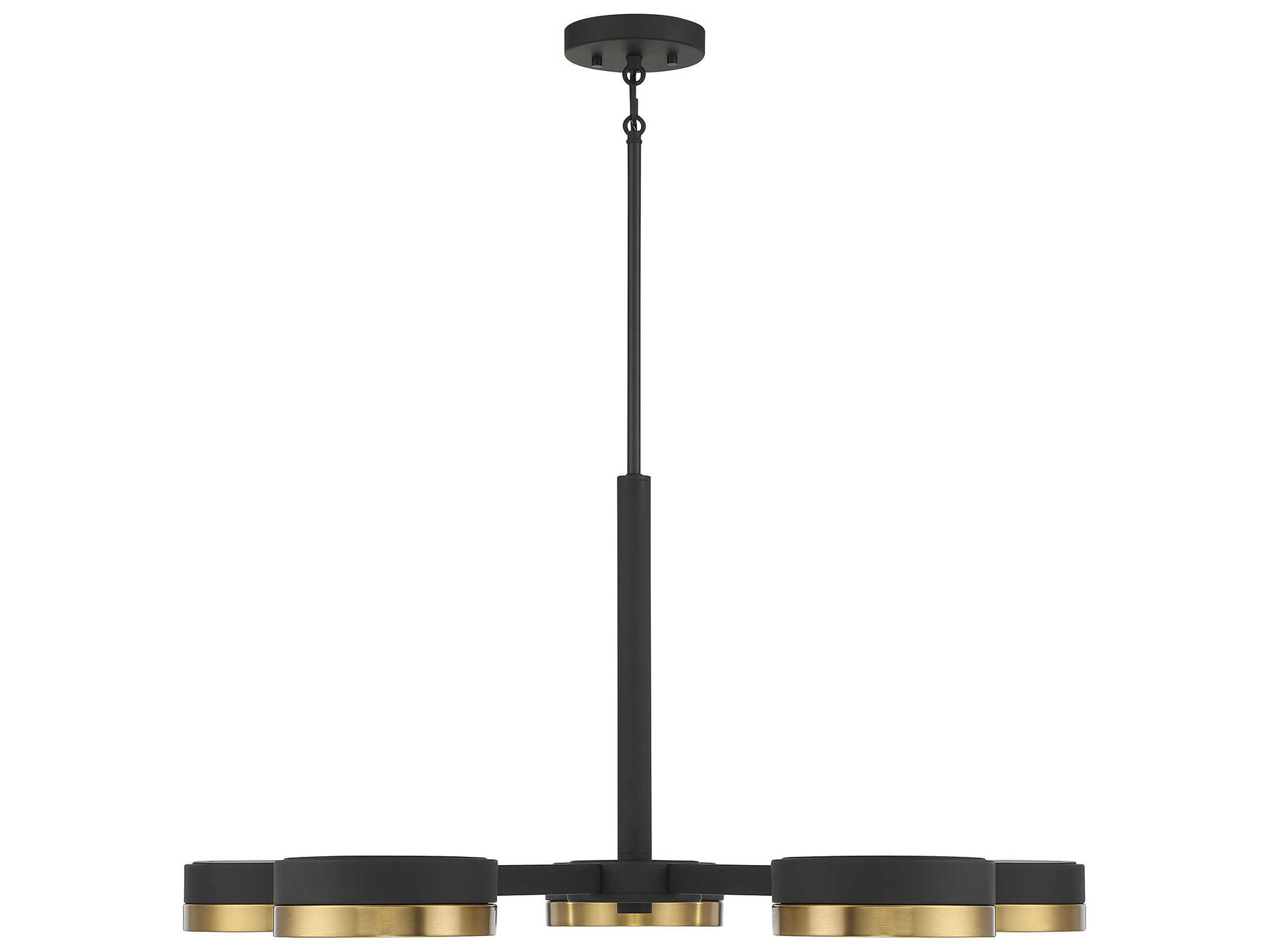 Savoy House Ashor 5-Light Matte Black Warm Brass Crystal Glass Chandelier