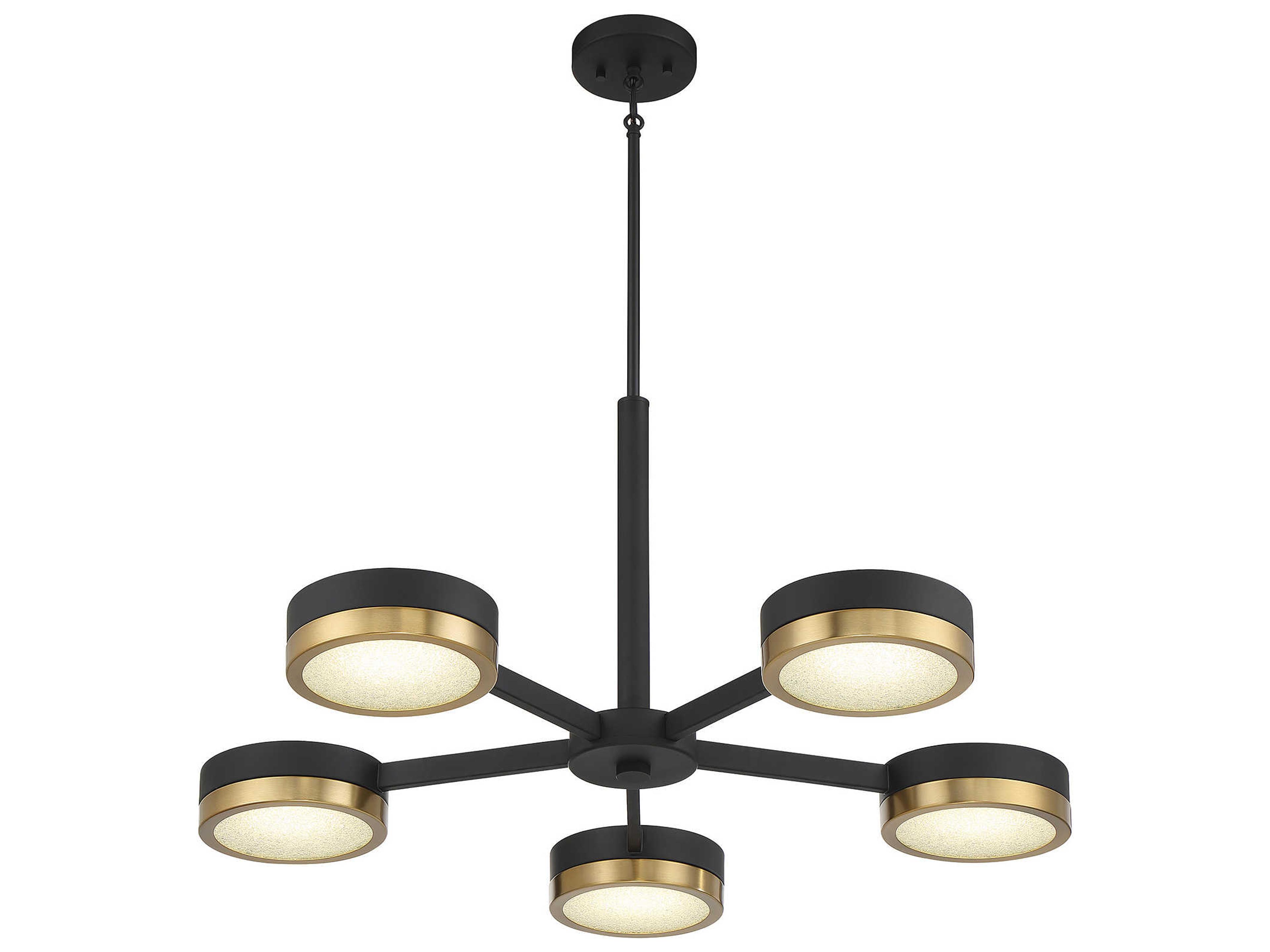 Savoy House Ashor 5-Light Matte Black Warm Brass Crystal Glass Chandelier
