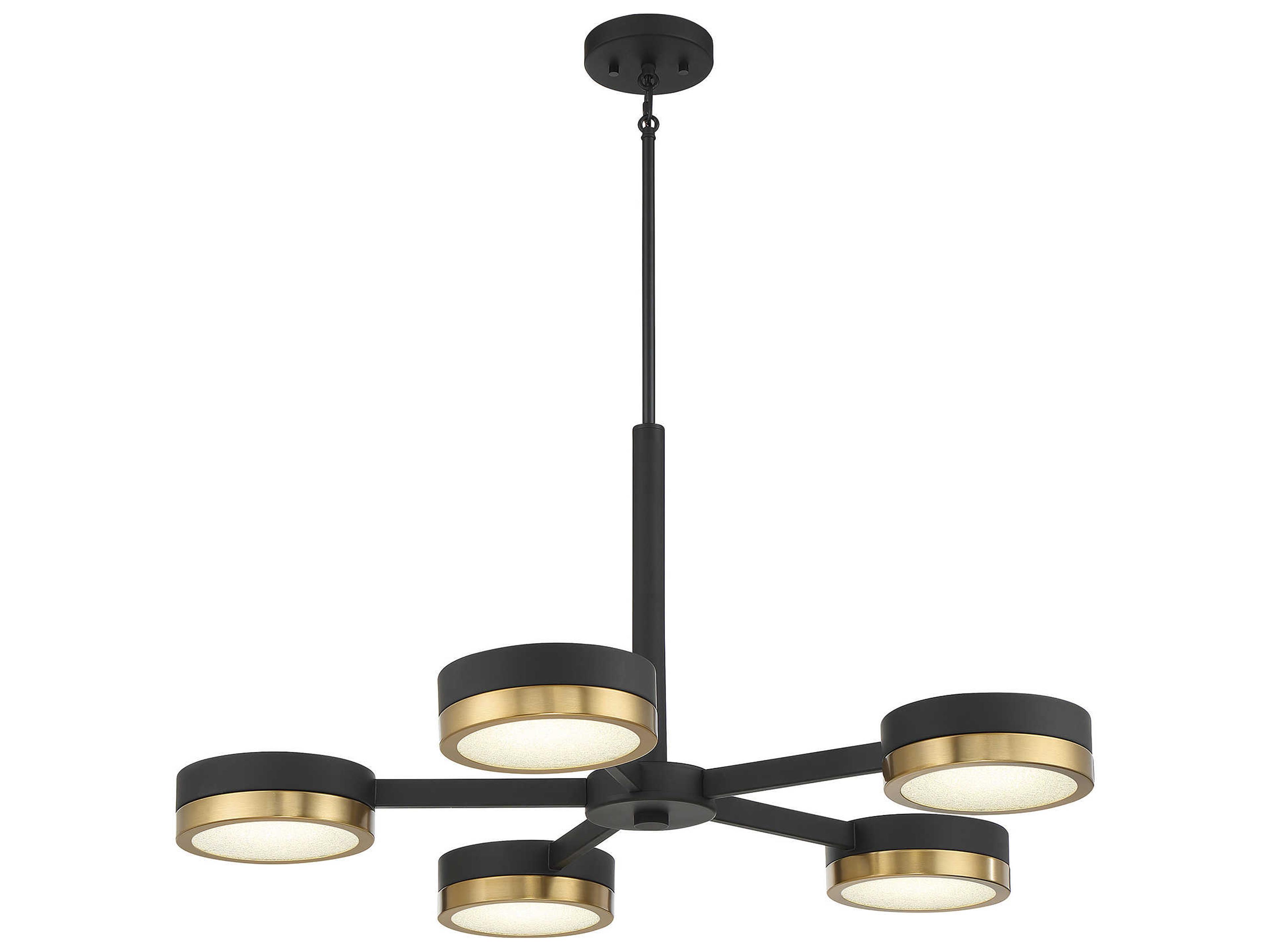 Savoy House Ashor 5-Light Matte Black Warm Brass Crystal Glass Chandelier