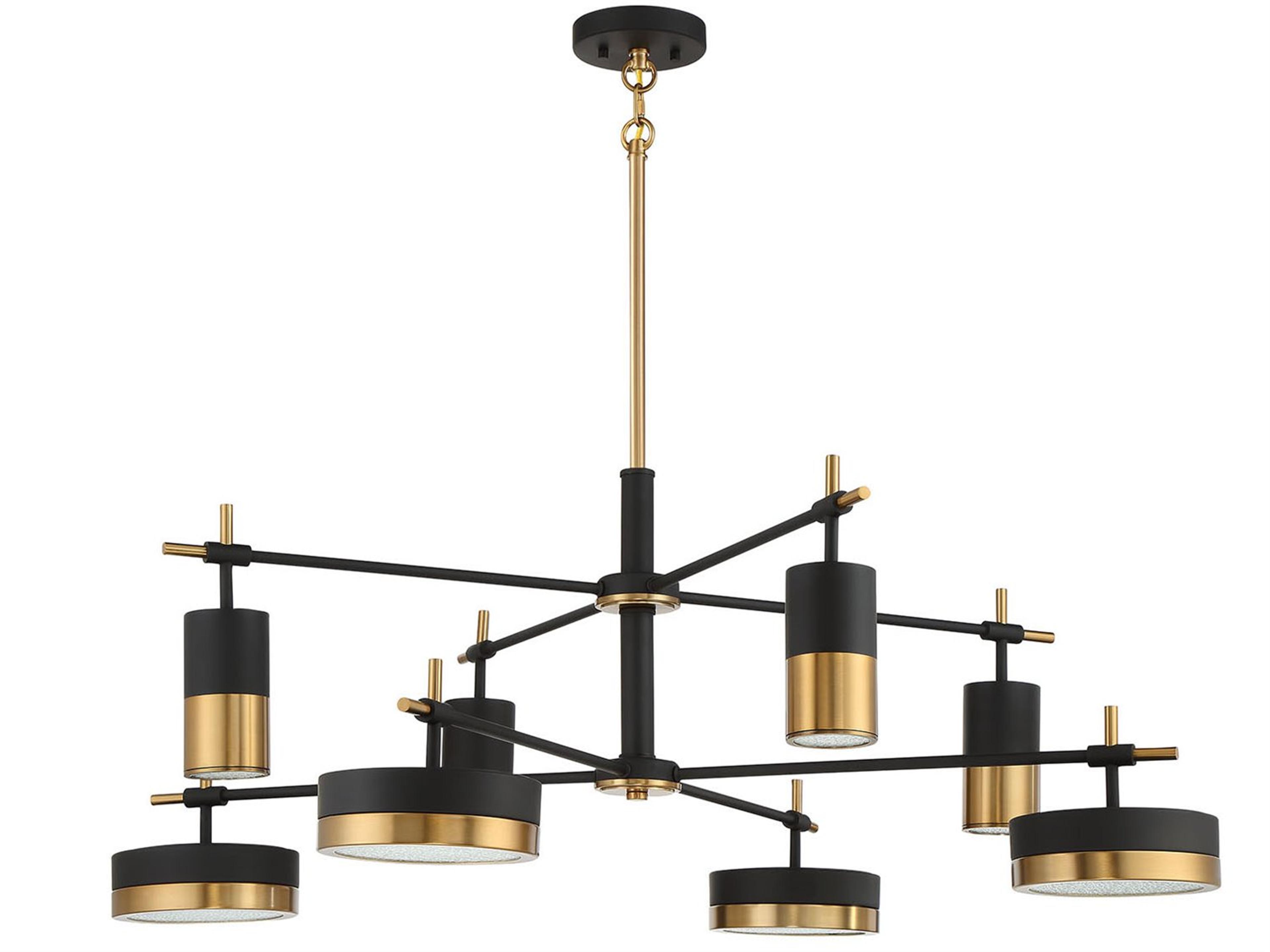 Savoy House Ashor 8-Light Matte Black Warm Brass Crystal Glass Chandelier
