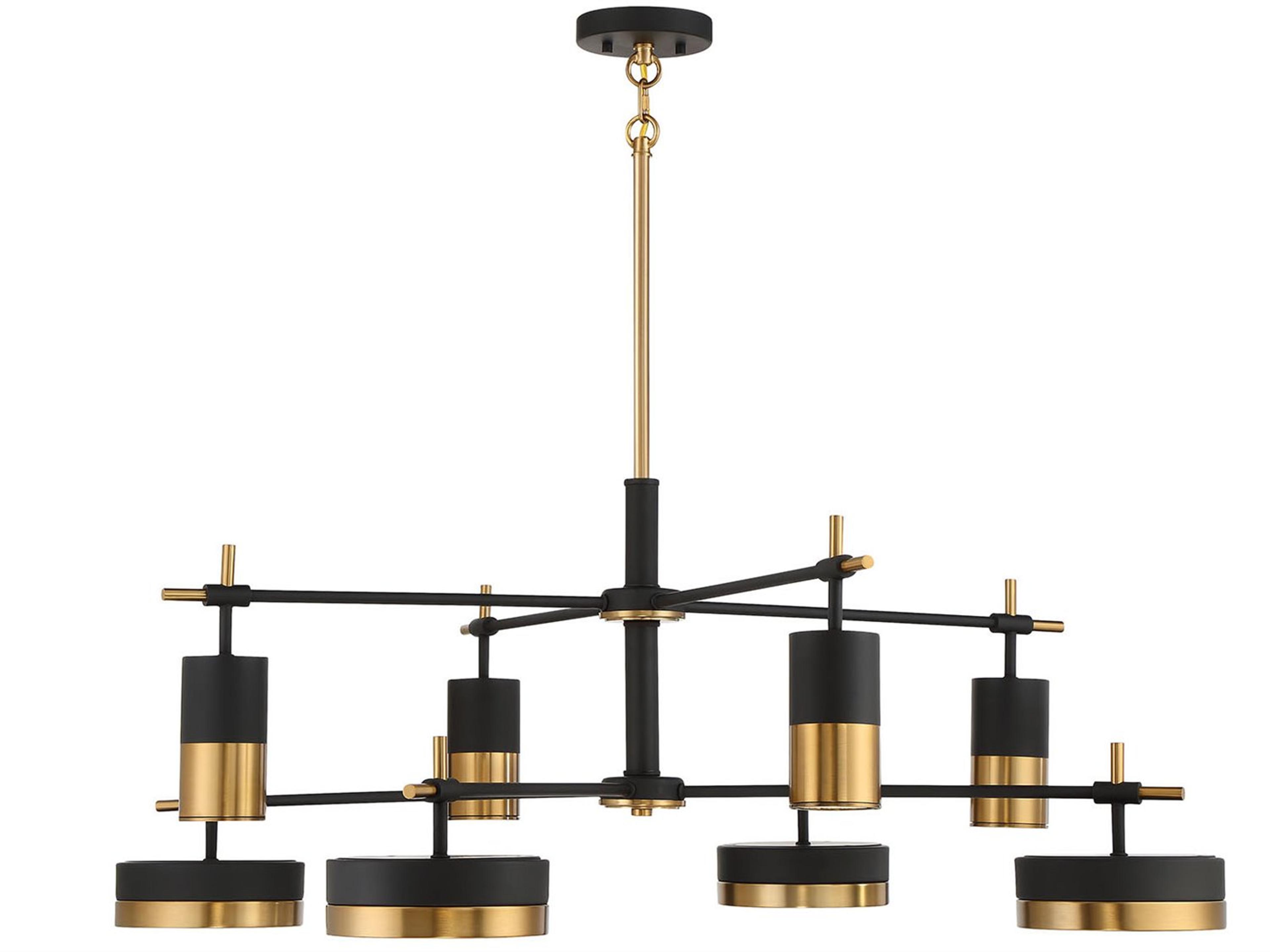 Savoy House Ashor 8-Light Matte Black Warm Brass Crystal Glass Chandelier
