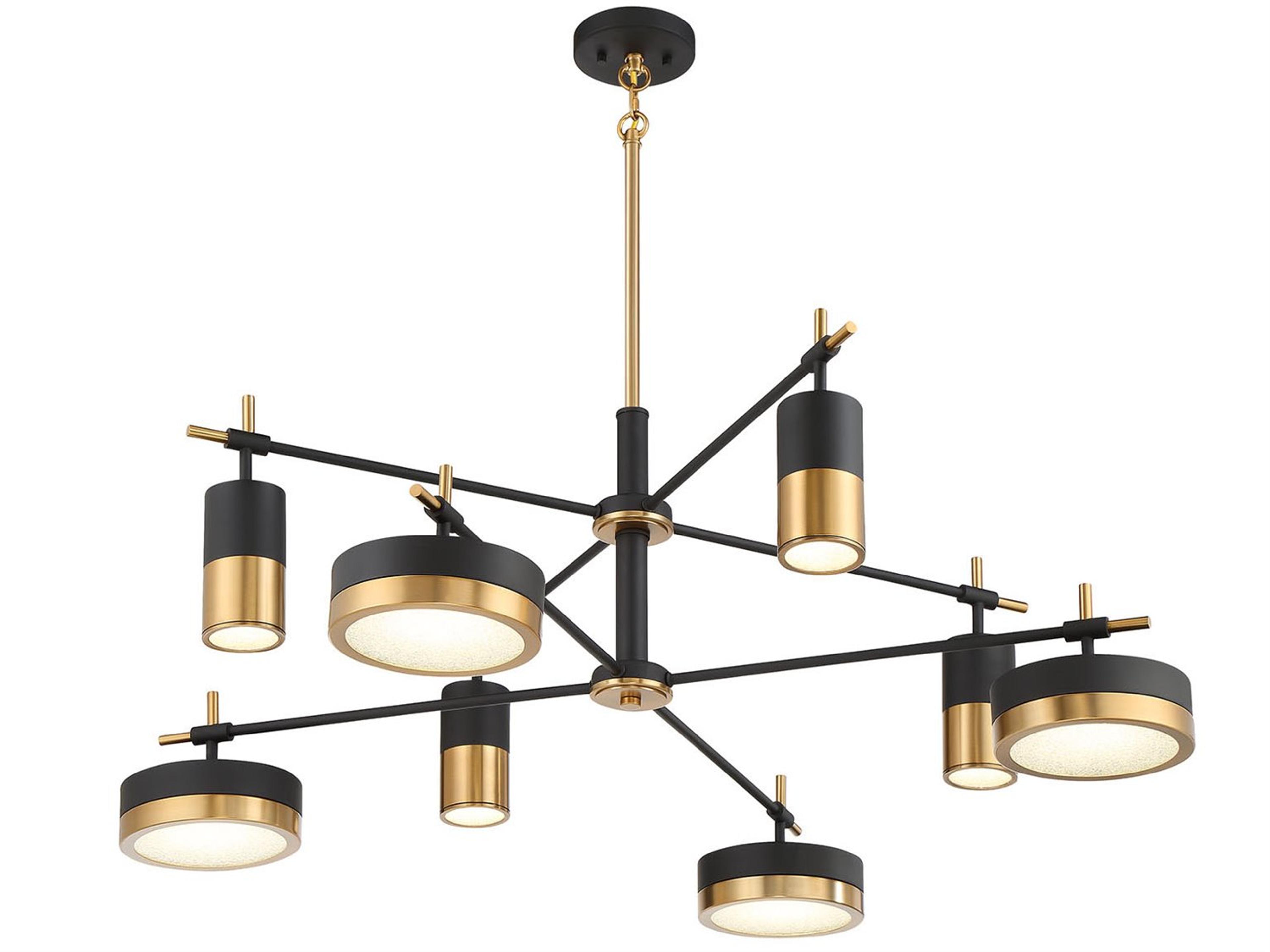 Savoy House Ashor 8-Light Matte Black Warm Brass Crystal Glass Chandelier