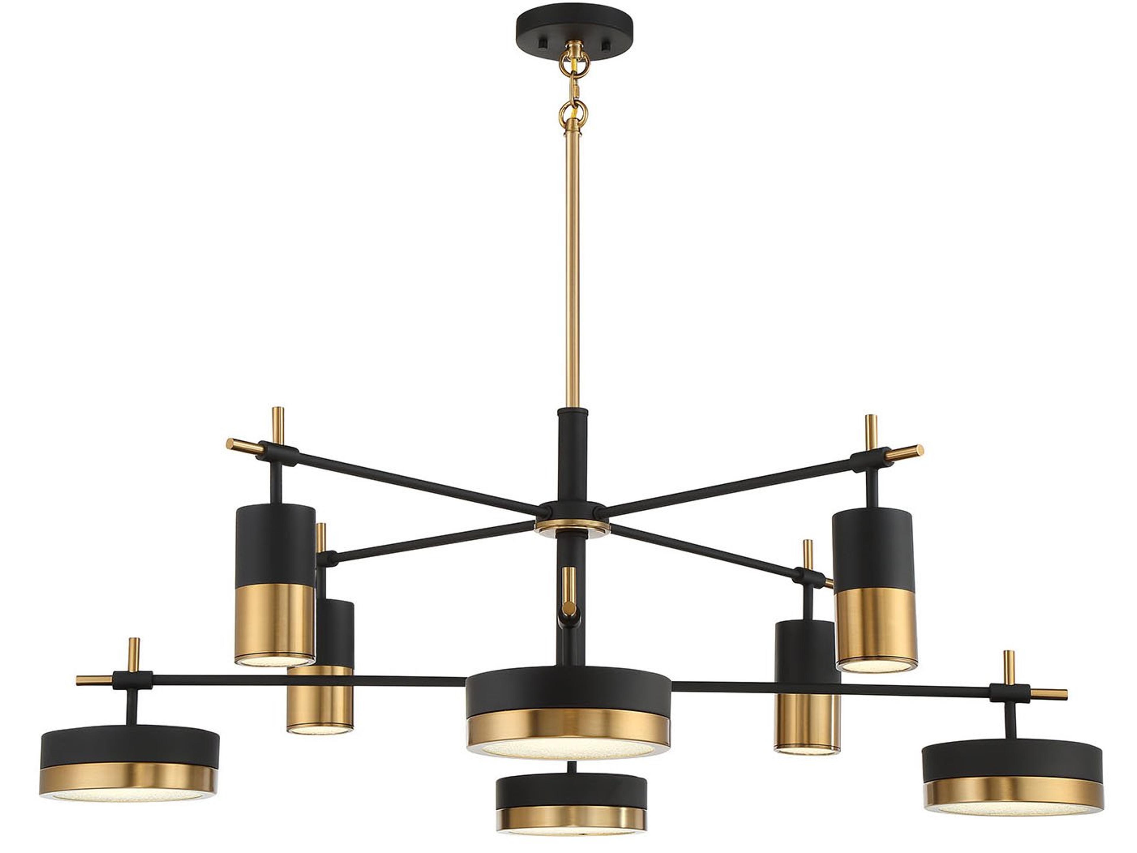 Savoy House Ashor 8-Light Matte Black Warm Brass Crystal Glass Chandelier