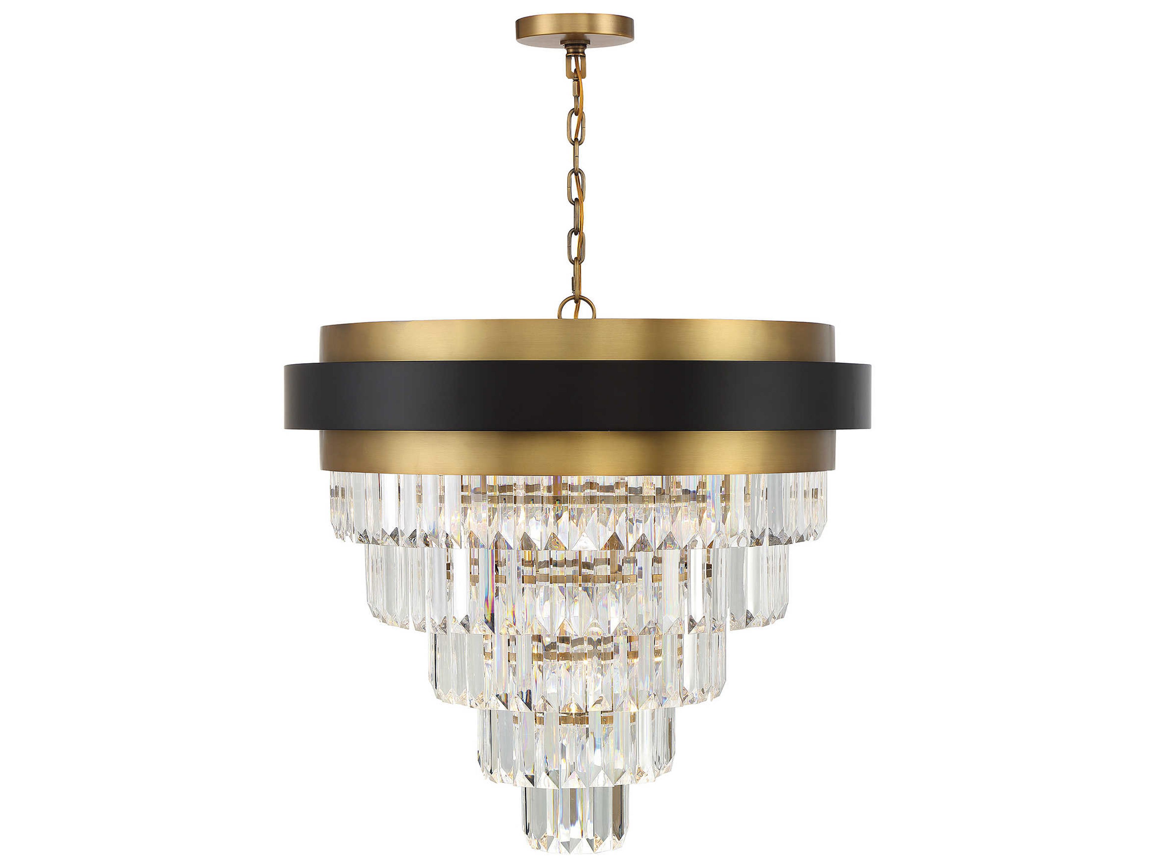 Marquise 9-Light Matte Black Warm Brass Tiered Chandelier