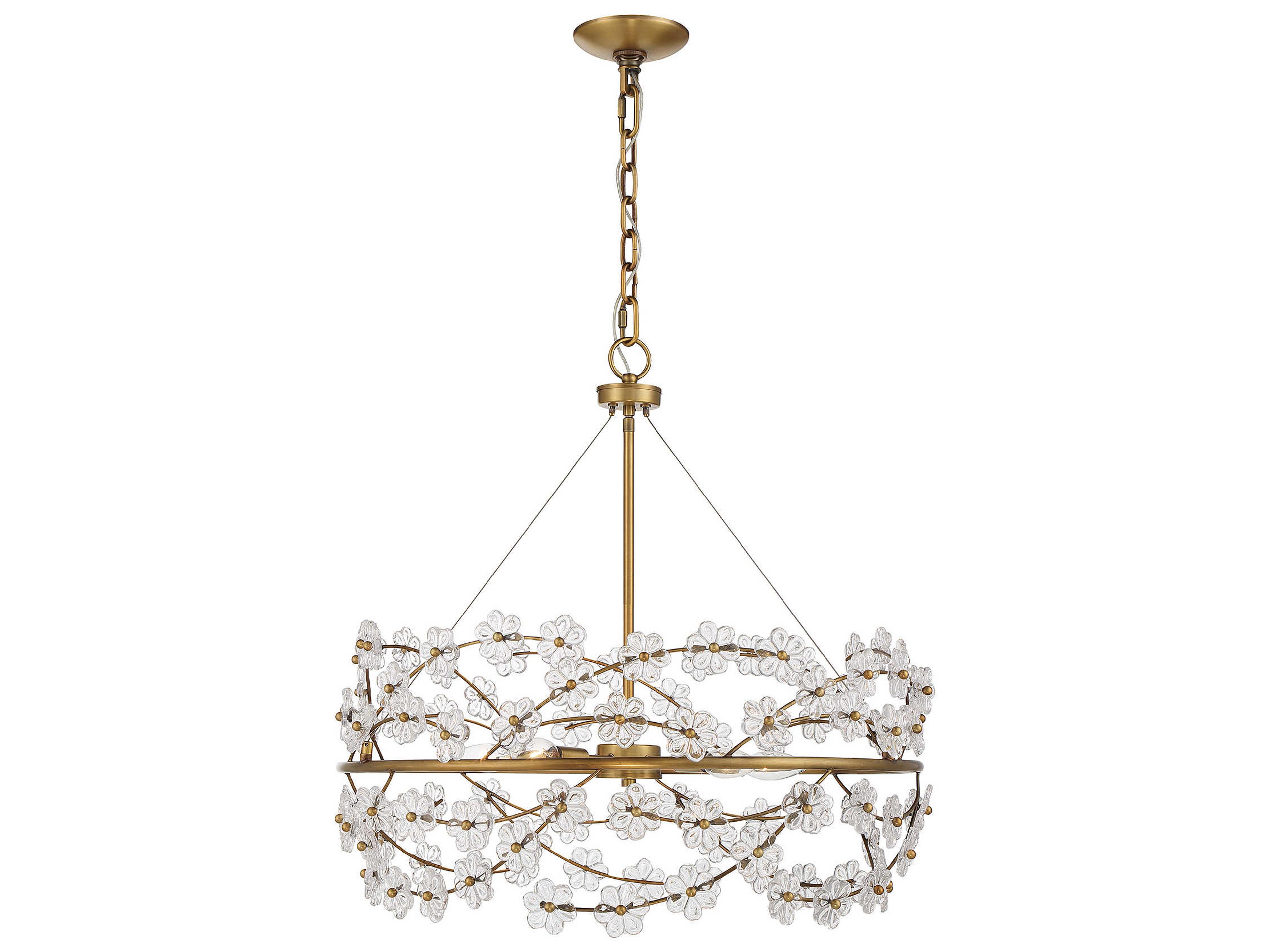 Camille 5-Light Warm Brass Glass Chandelier