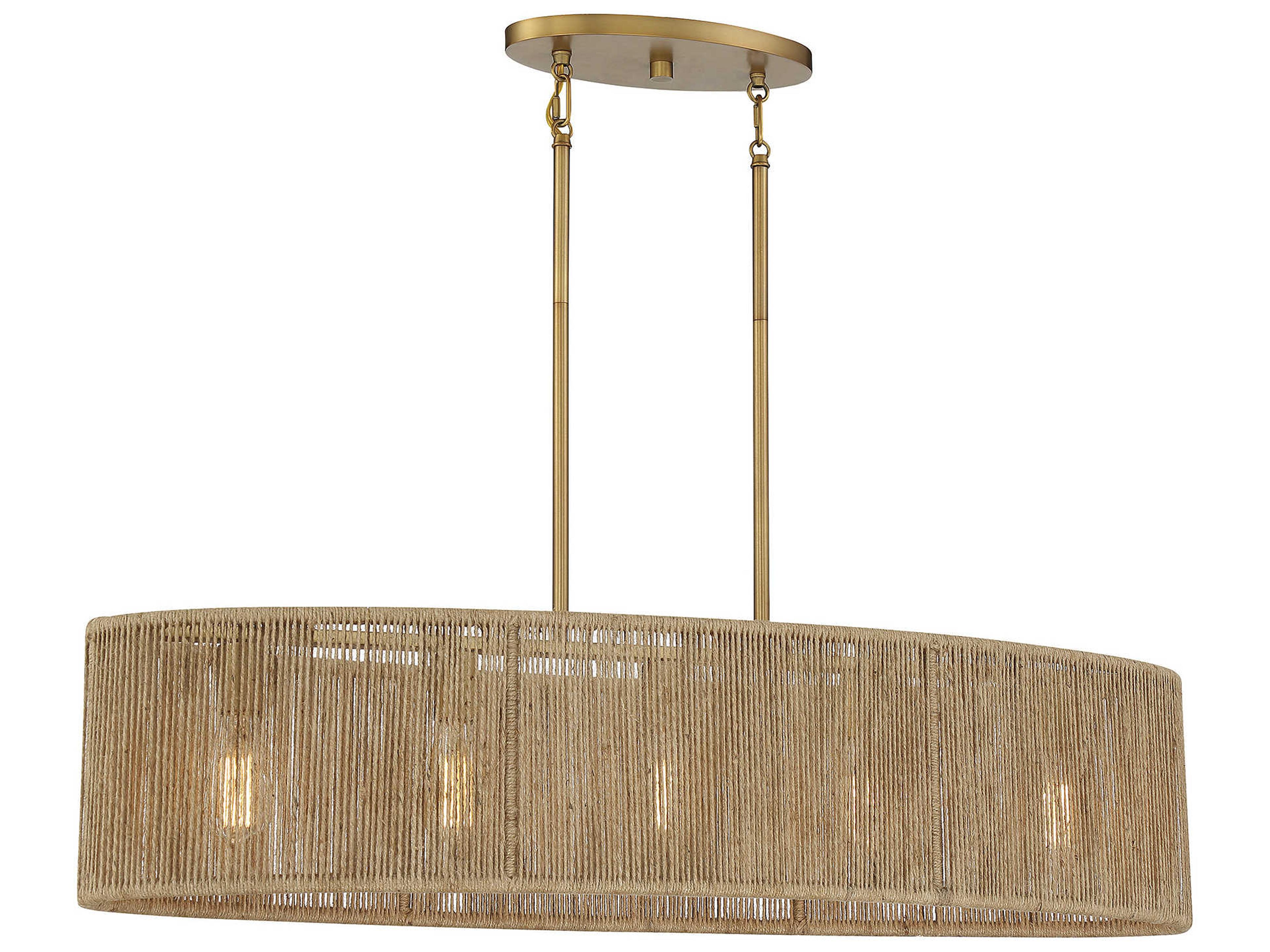 Ashe 5-Light Warm Brass Rope Linear Island Pendant