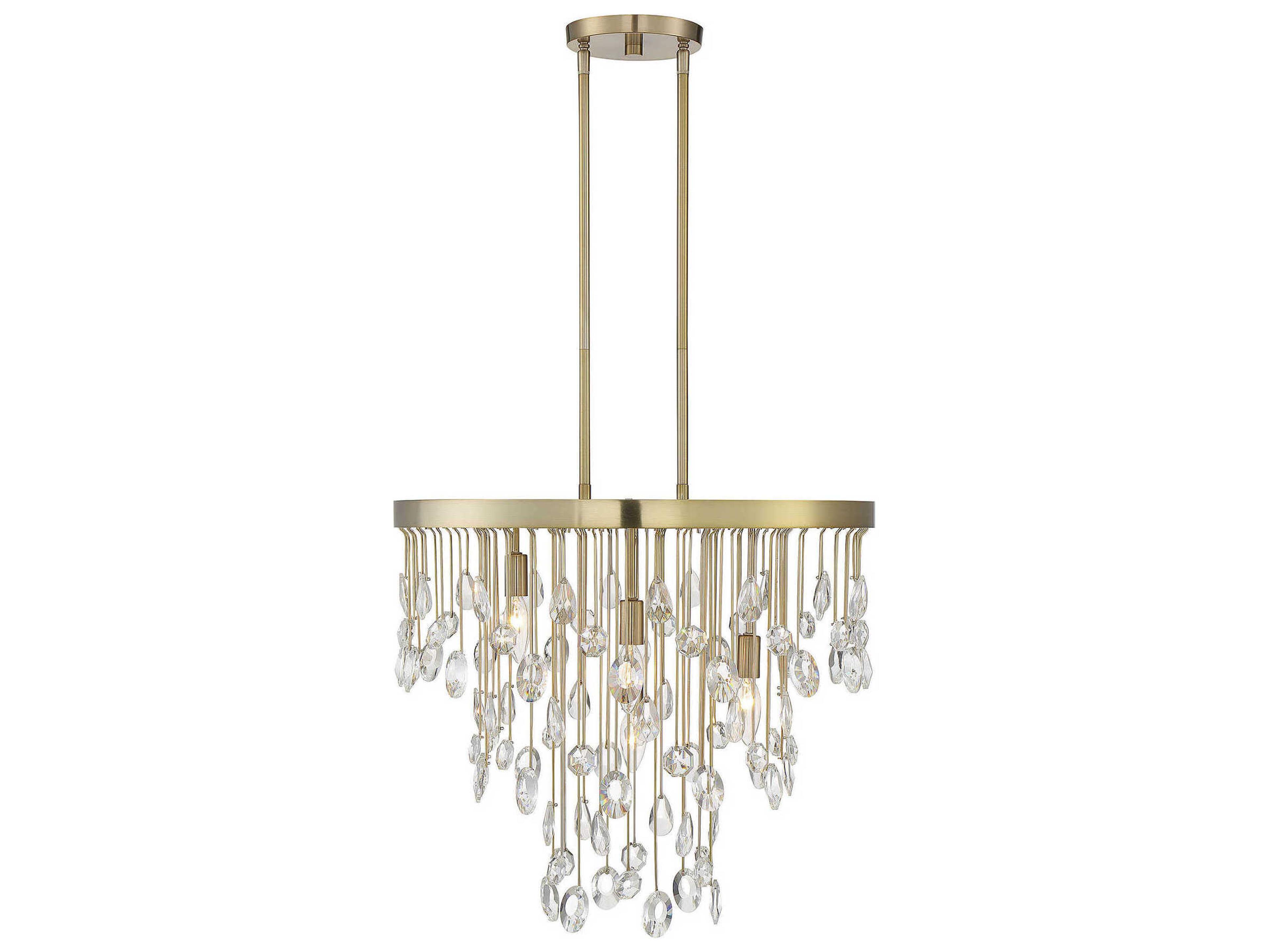 4-Light Livorno Chandelier in Noble Brass with Clear Crystal Accents