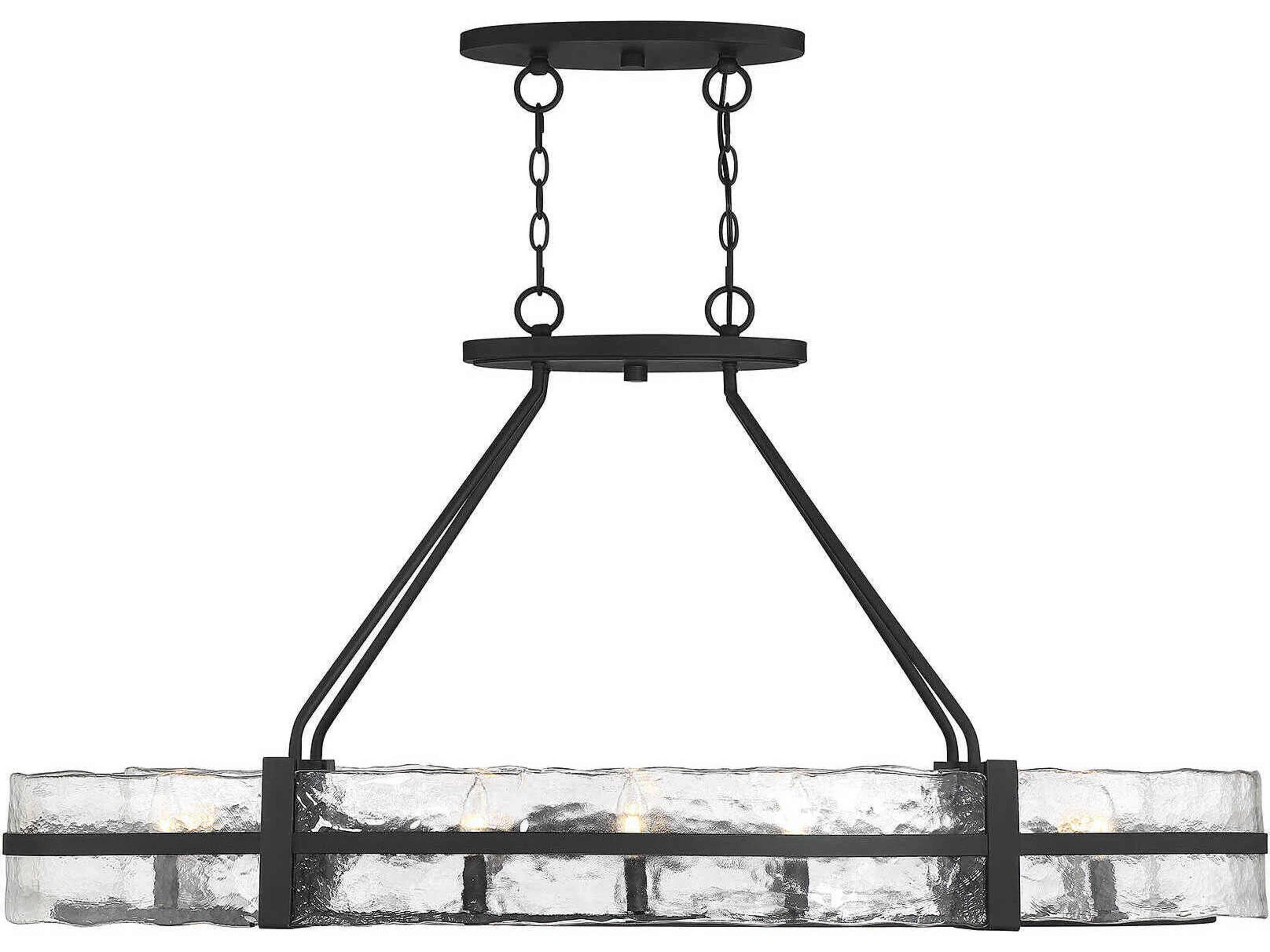 Hudson 10-Light Matte Black Glass Island Pendant