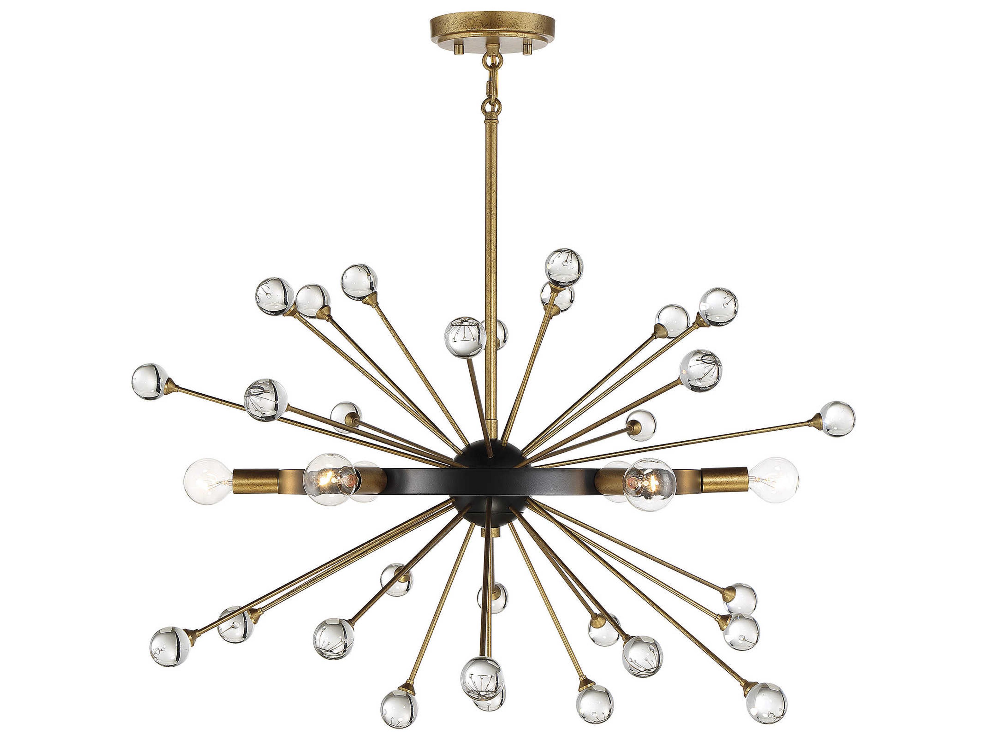 Ariel 6-Light Como Black Gold Crystal Sputnik Pendant