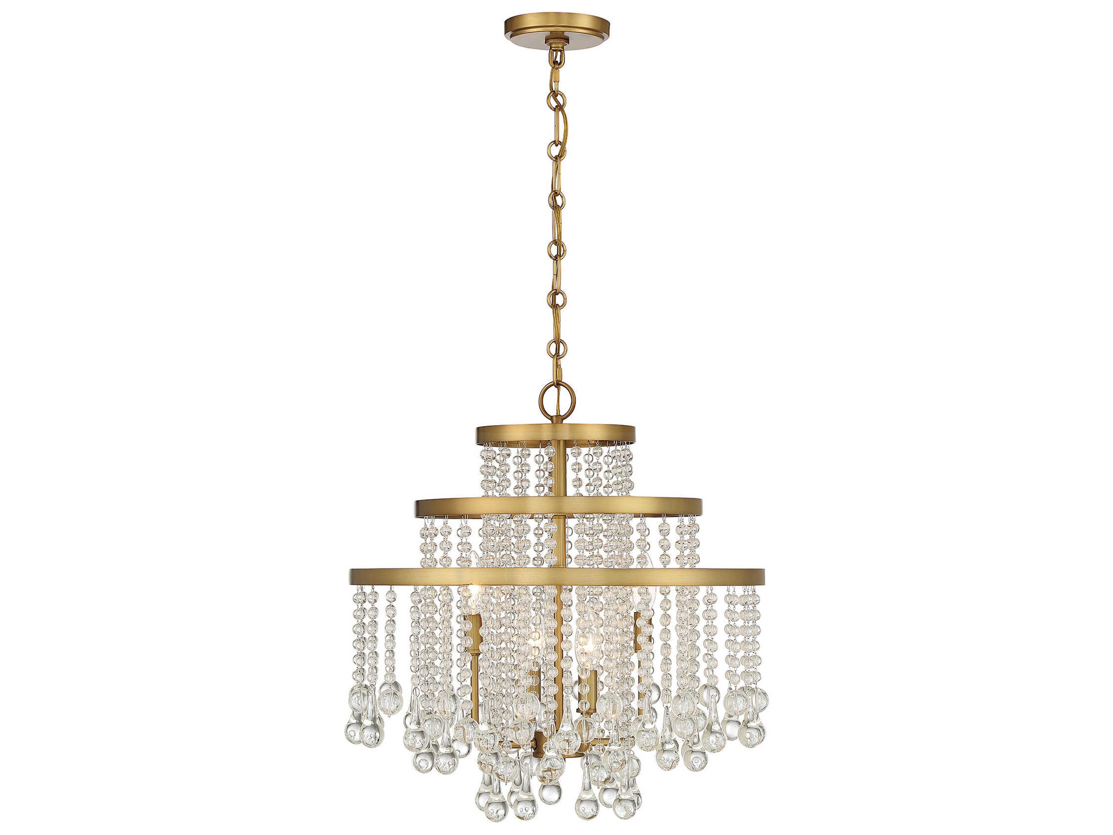 Luna 4-Light Warm Brass Crystal Tiered Chandelier