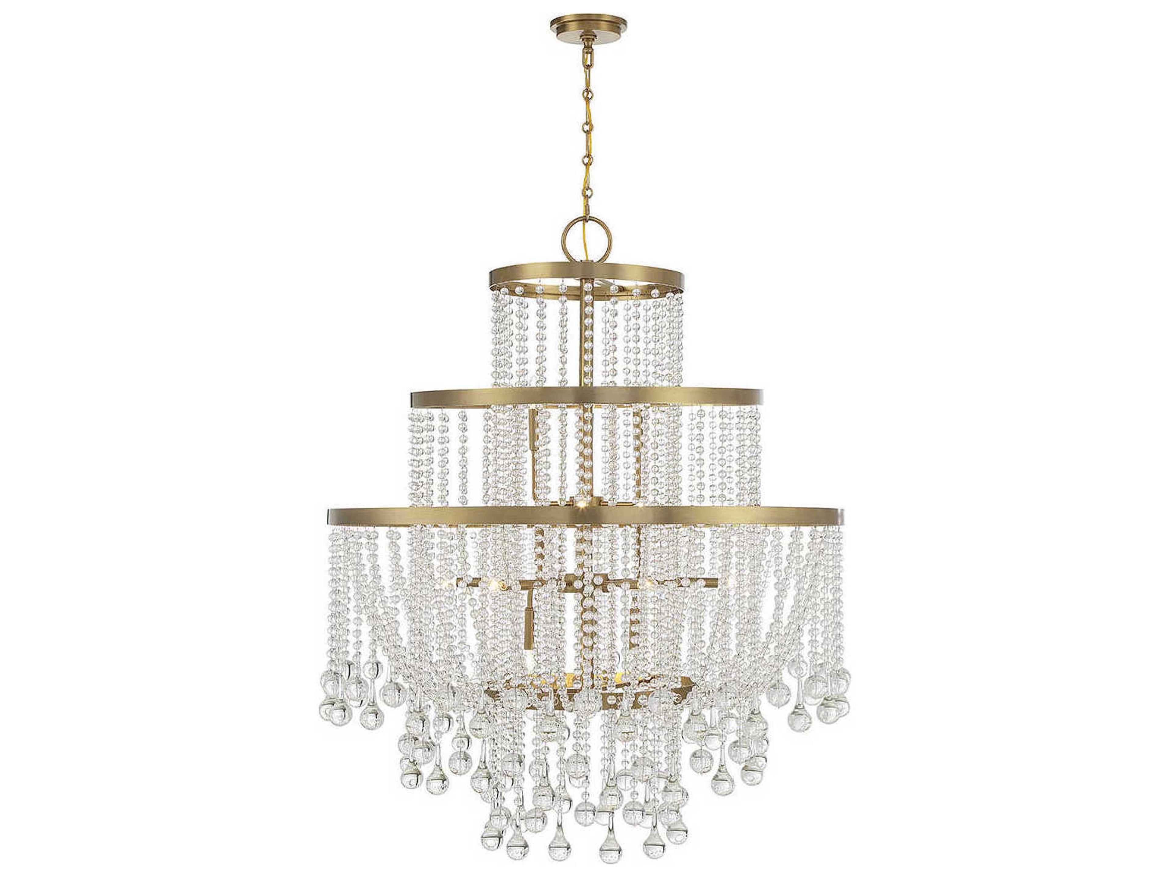 Luna 15-Light Warm Brass Crystal Tiered Chandelier