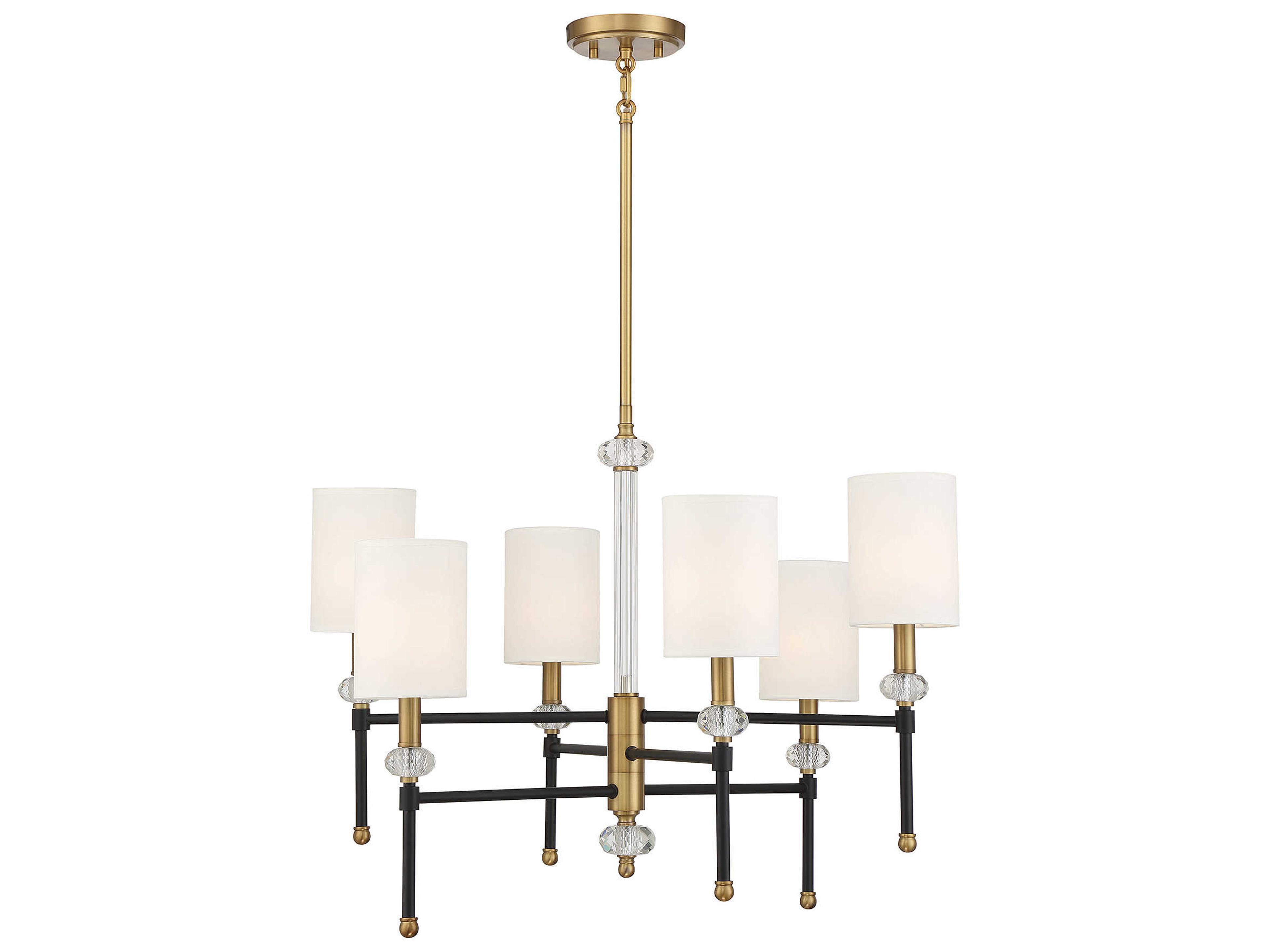 Tivoli 6-Light Matte Black Warm Brass Crystal Cylinder Linear Chandelier