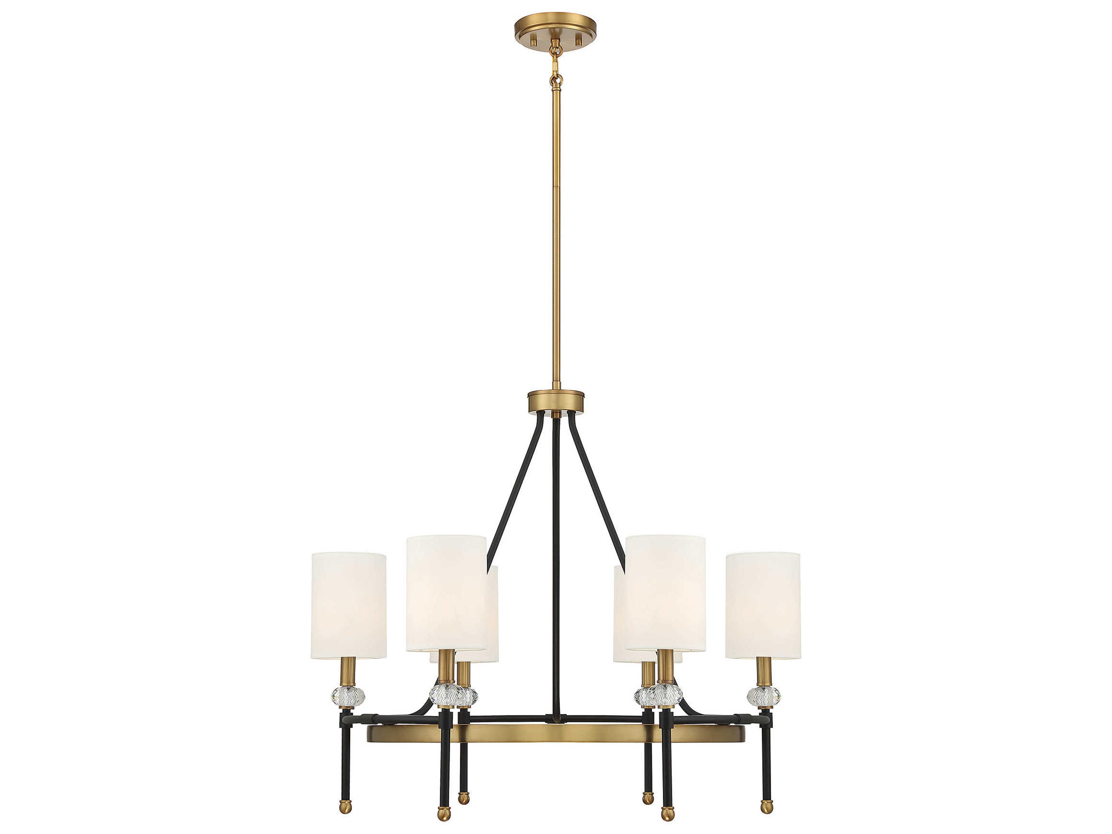 Tivoli 6-Light Matte Black Warm Brass Bronze Crystal Cylinder Chandelier