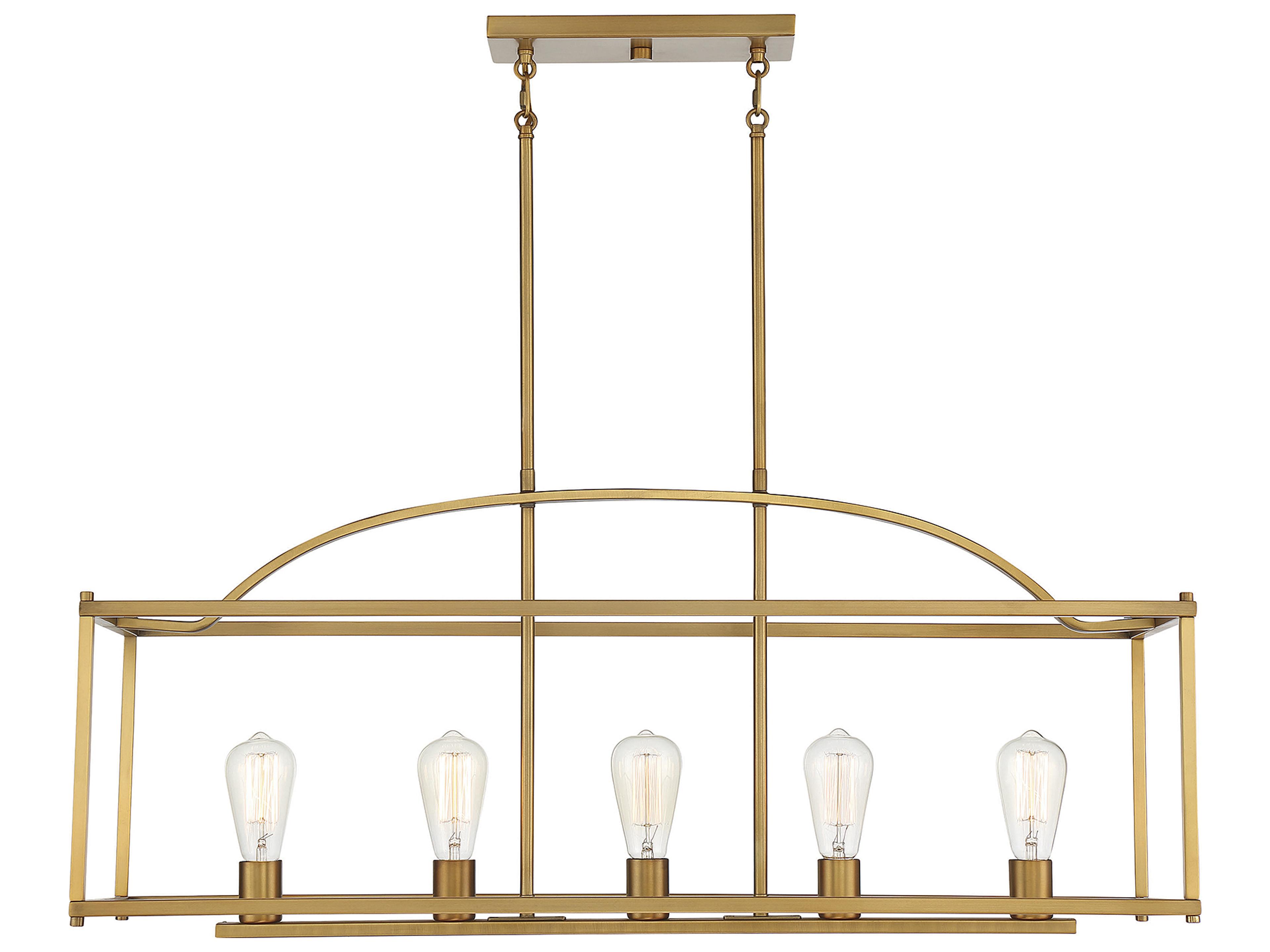 Savoy House Palladian 5-Light Warm Brass Island Pendant