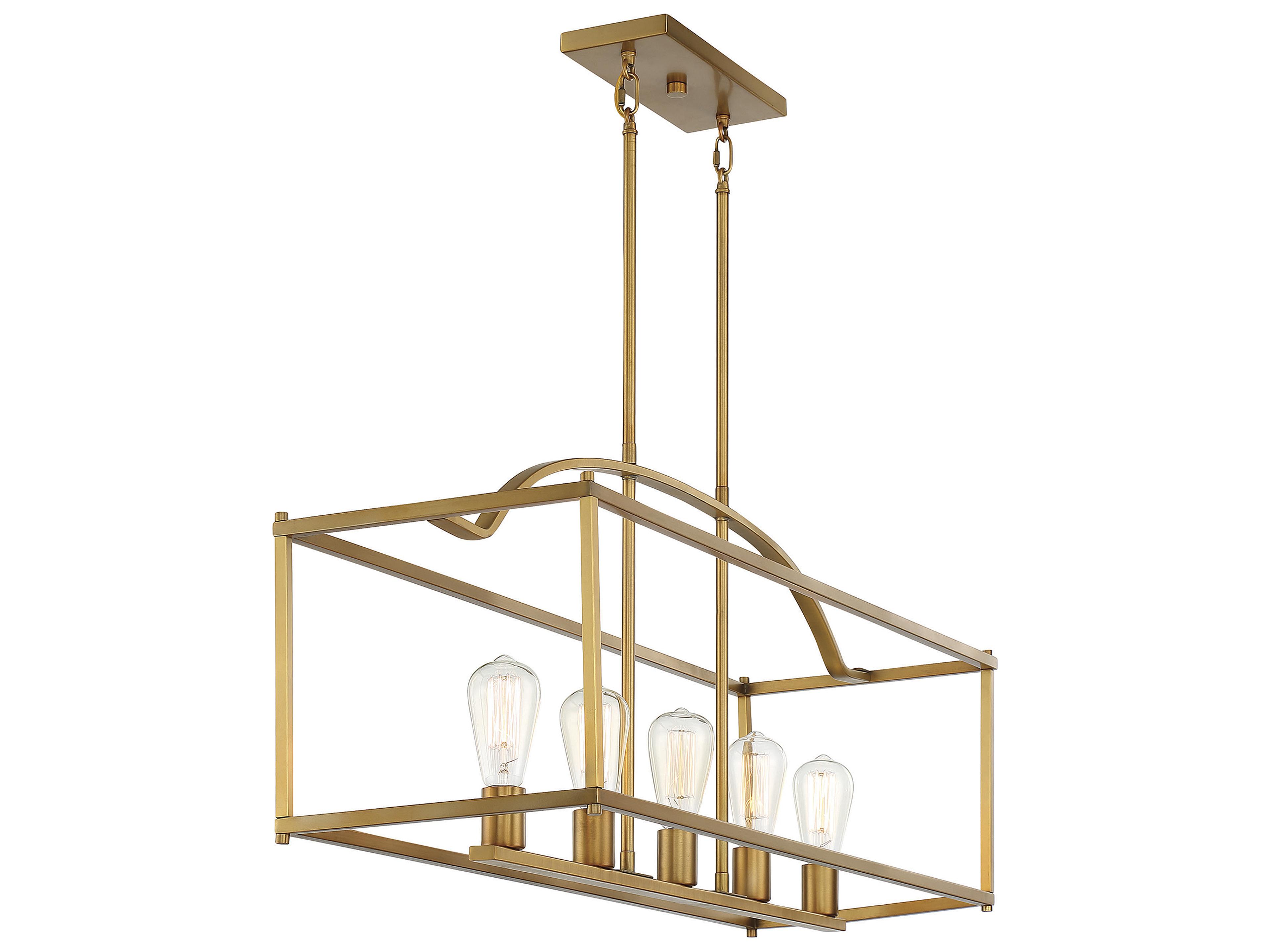 Savoy House Palladian 5-Light Warm Brass Island Pendant