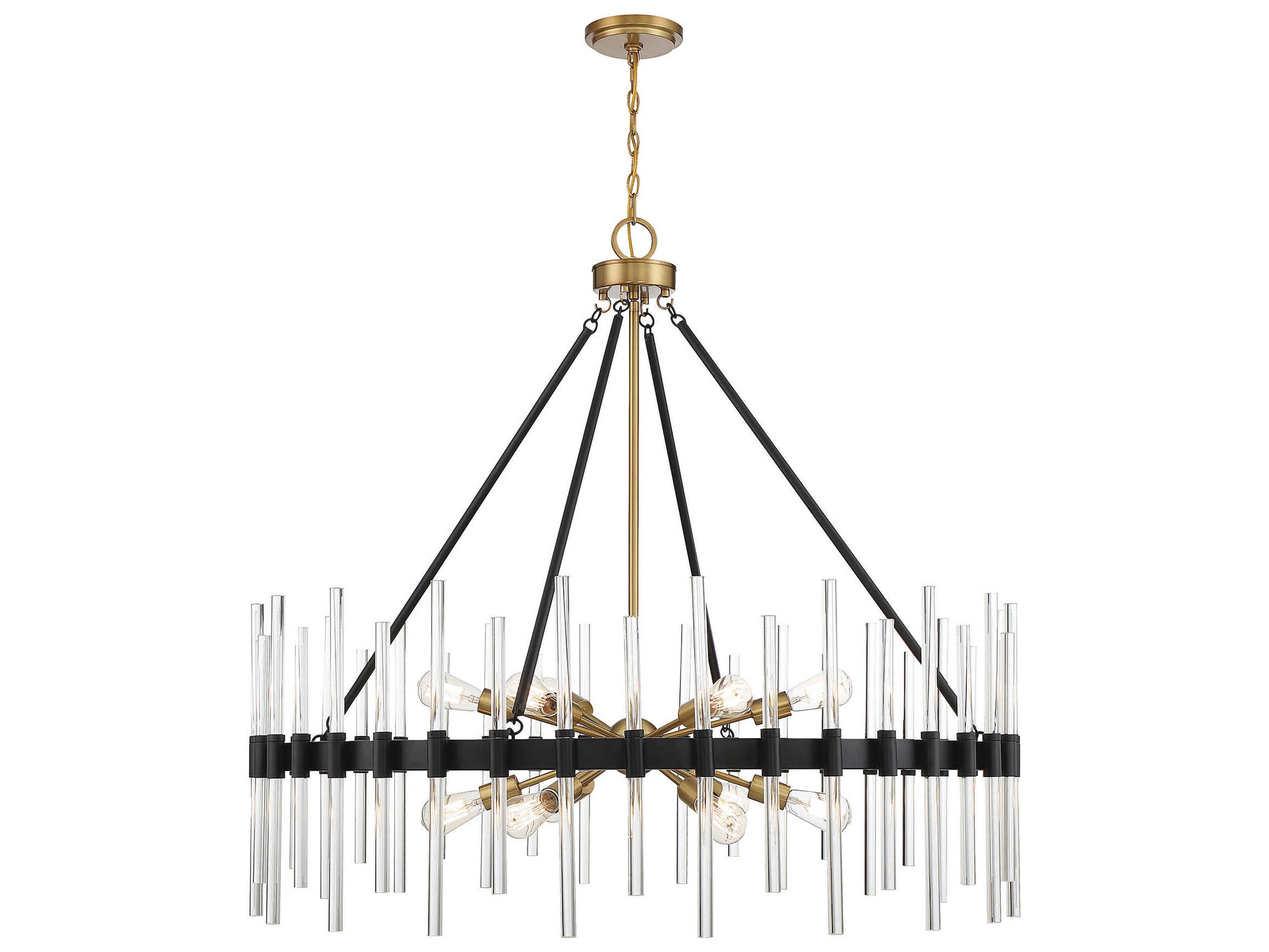 Santiago 12-Light Matte Black Warm Brass Crystal Sputnik Chandelier